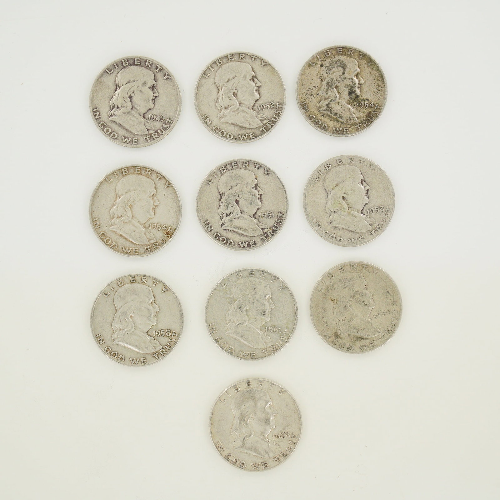 A Collection of US Franklin Half Dollars, $5.00 Face Value (1 of 2)