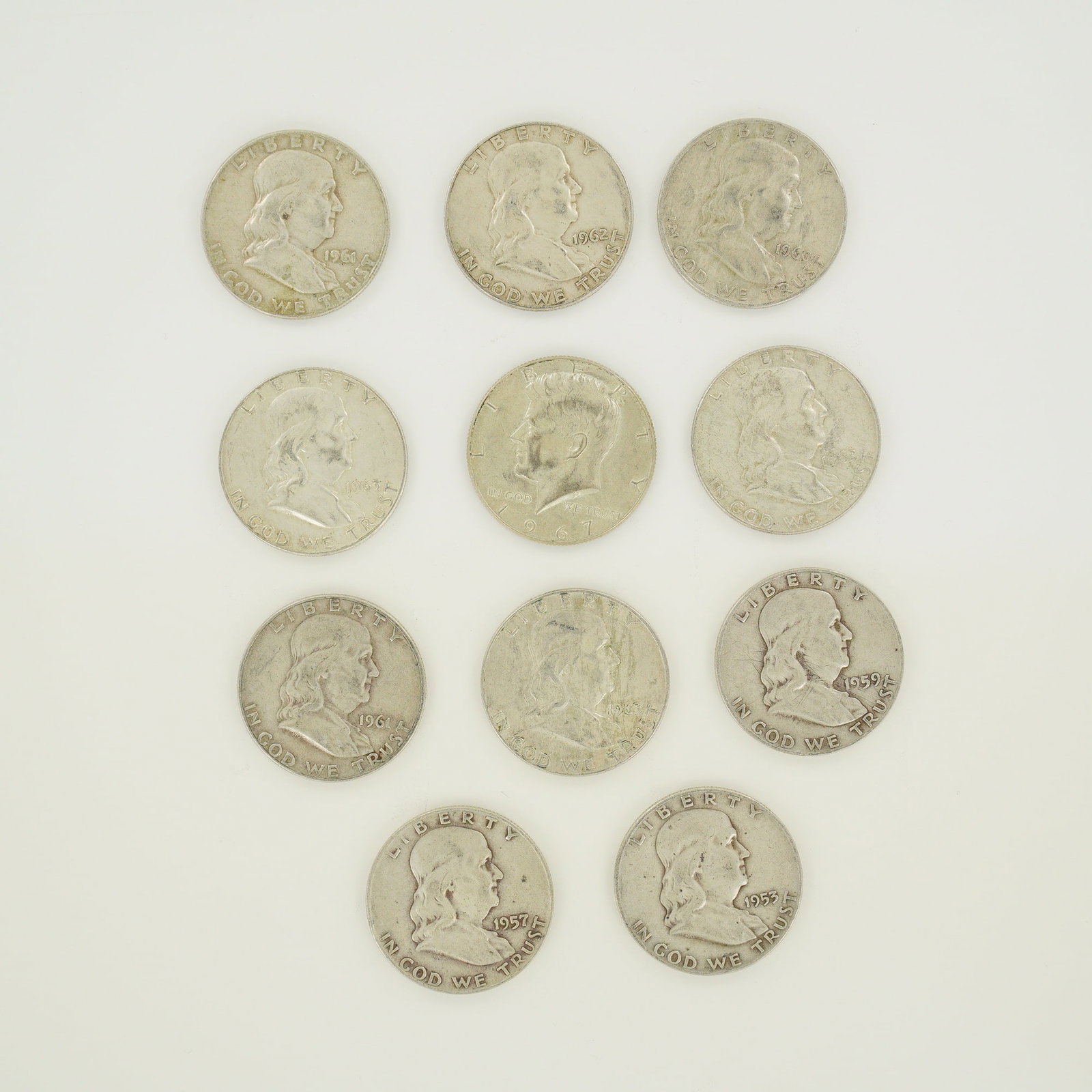 A Collection of US Silver Half Dollars, $5.00 Face Value (1 of 2)