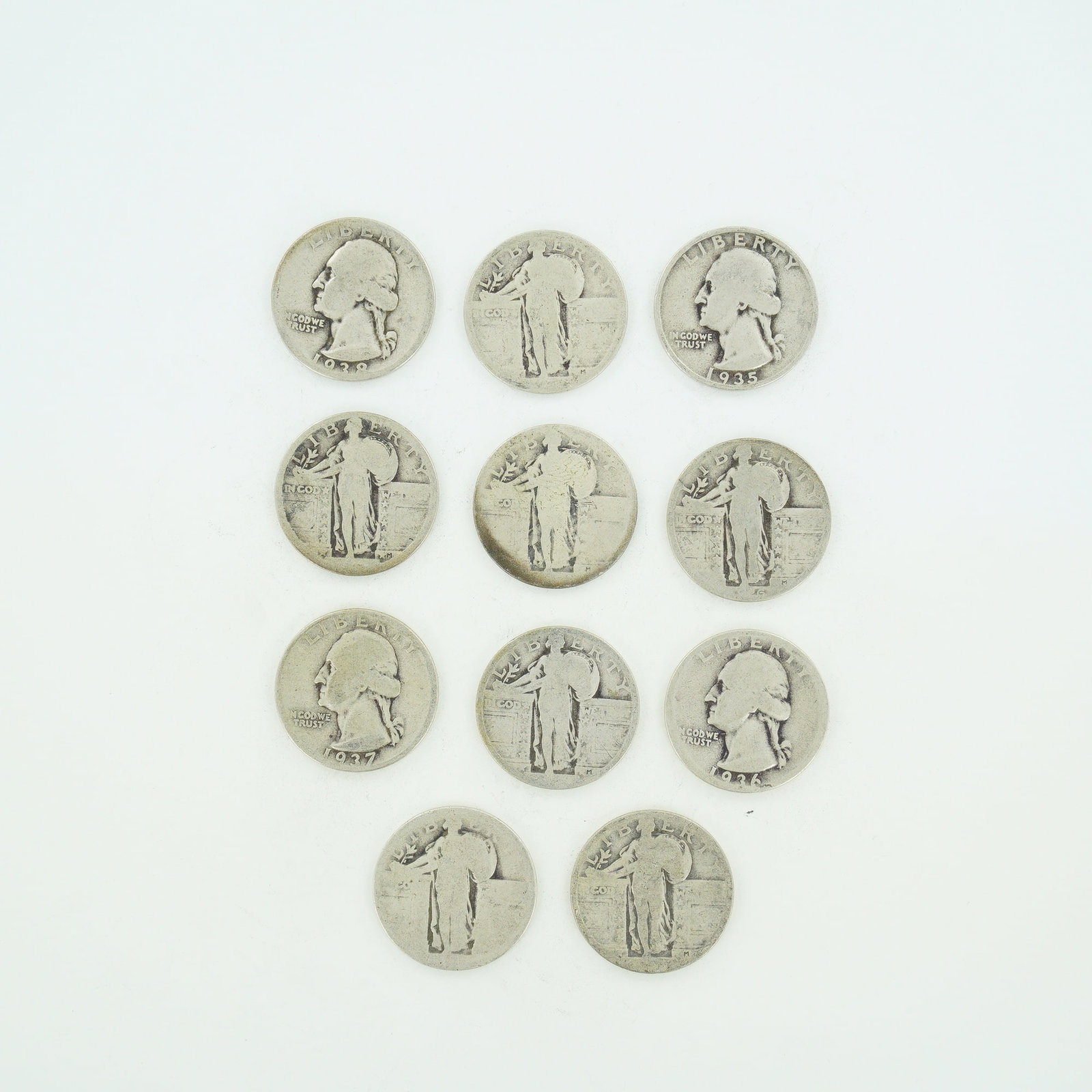 10pc Pre-1964 U.S. 90% Silver Washington Quarters (1 of 2)