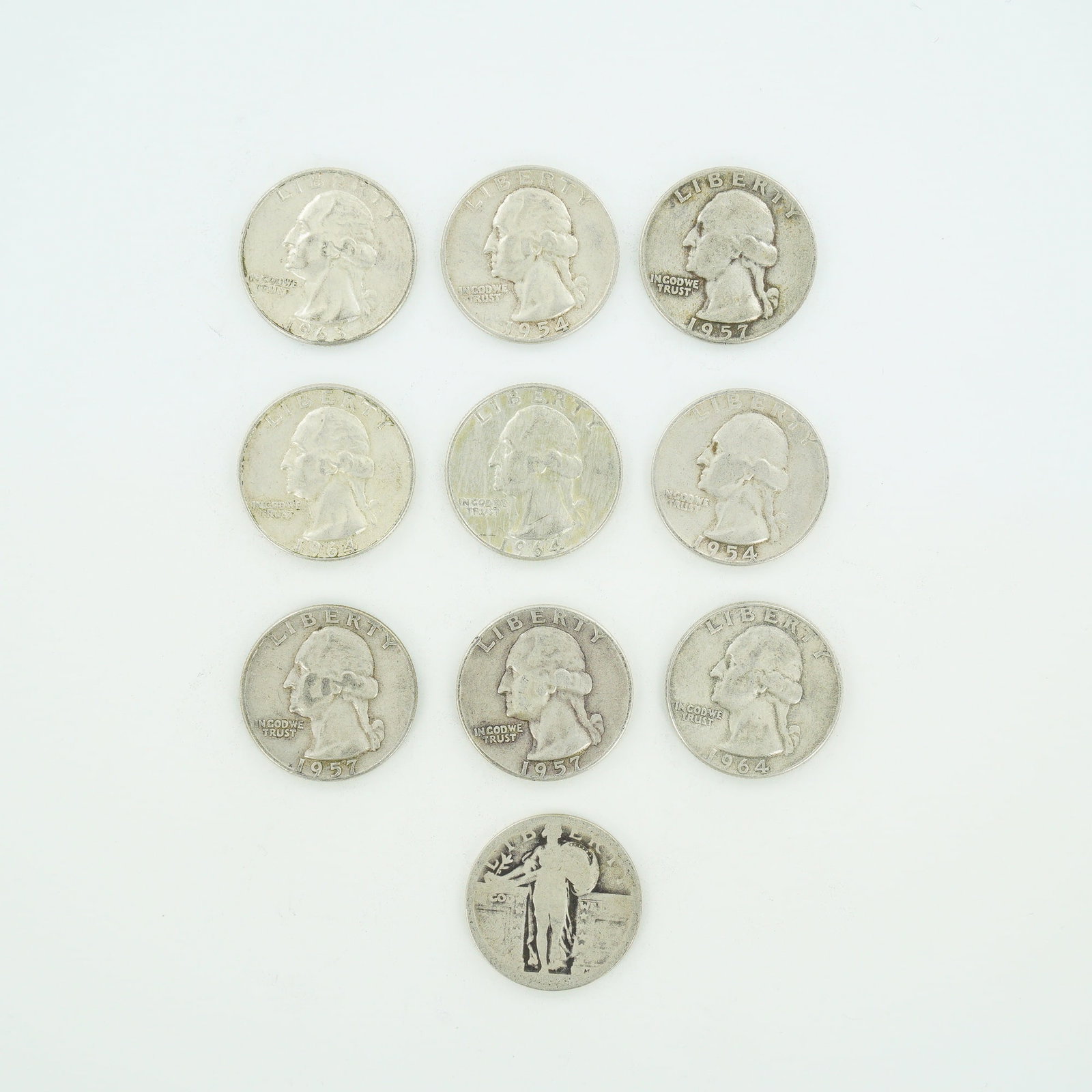 10pc Pre-1964 U.S. 90% Silver Washington Quarters (1 of 2)