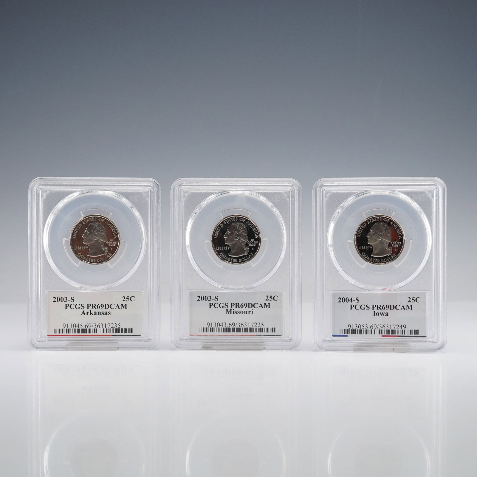 3pc 2003-S and 2004-S Silver State Quarters, PCGS PR69DCAM (1 of 4)