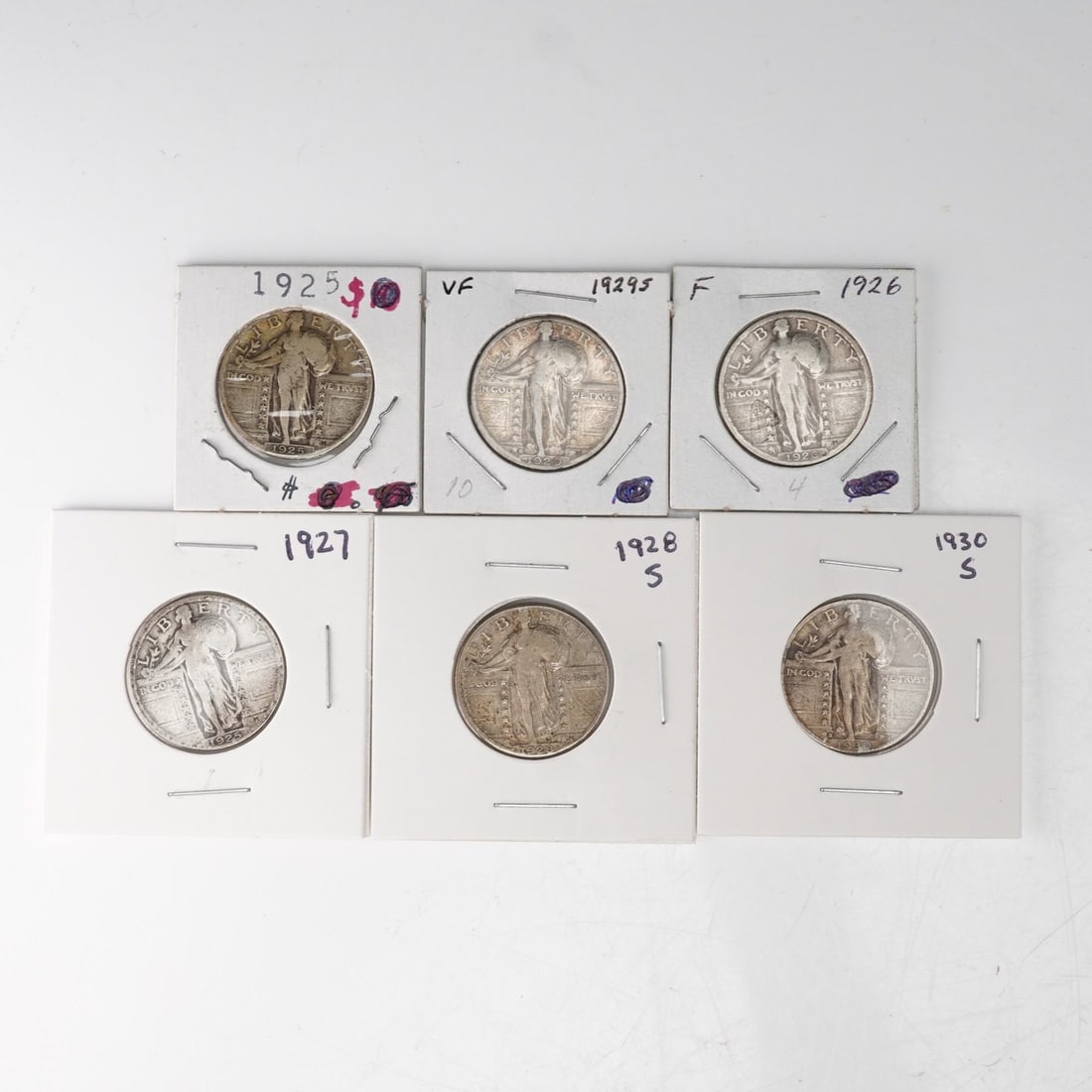 6pc 1925-1930 United States Standing Liberty Quarter Dollar Coins (1 of 4)