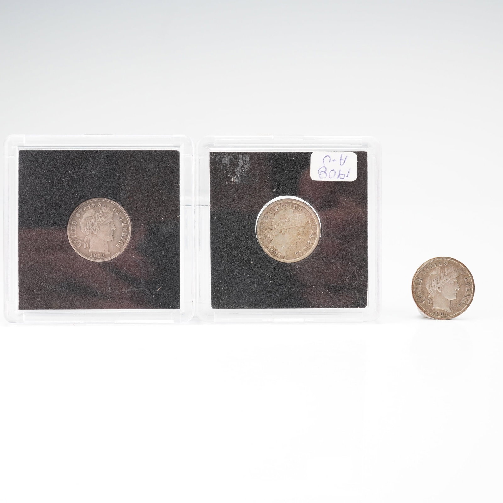 3pc 1905, 1908 & 1912 Barber Dimes (1 of 2)