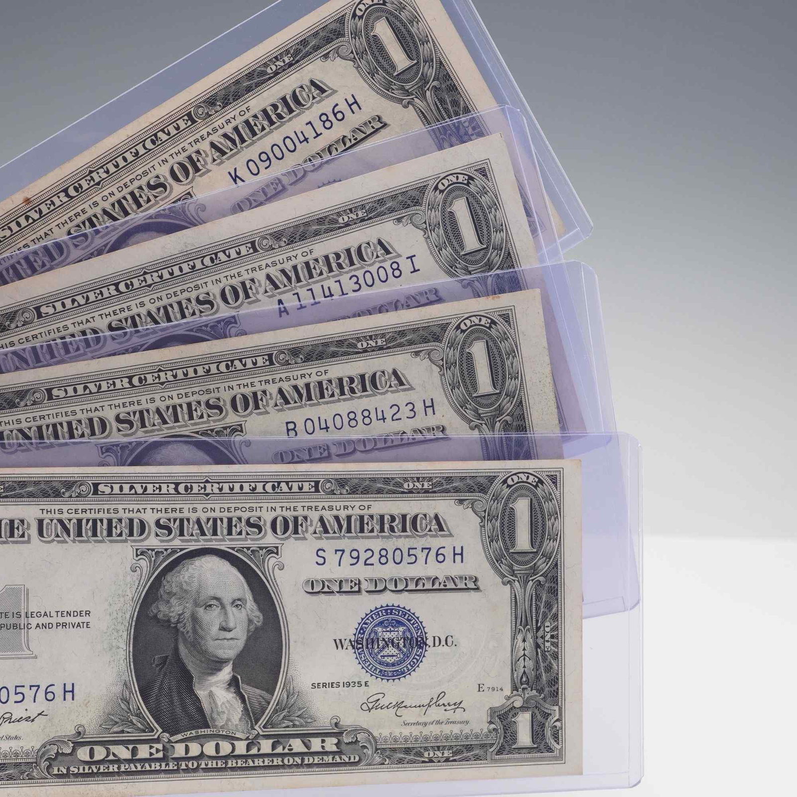 4pc 1935E U.S. Silver Certificate One Dollar Notes - 3
