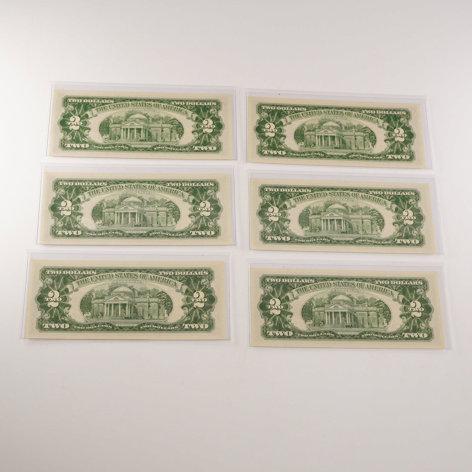 6pc 1963 U.S. Two Dollar Red Seal Consecutive Notes - 2