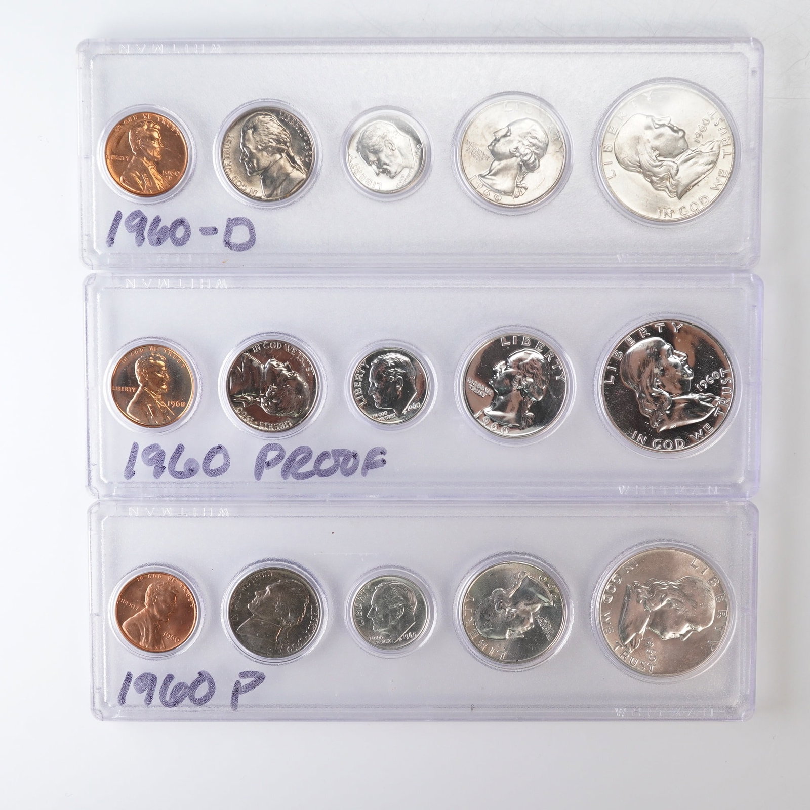 3pc 1960, 1960 D&P U.S. Mint Uncirculated & Proof Five-Coin Sets (1 of 6)