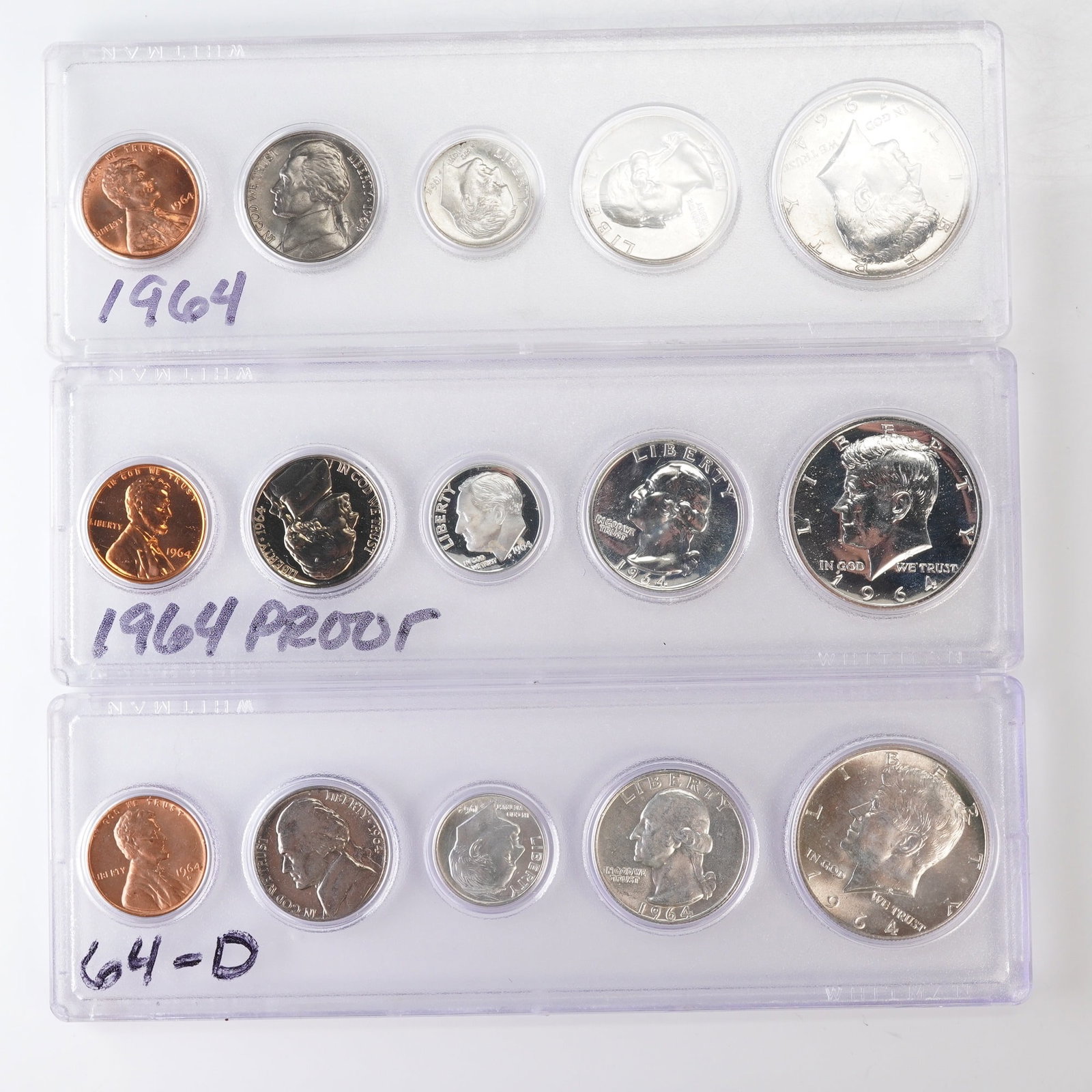 3pc 1964, 1964-D U.S. Mint Proof and Coin Sets (1 of 6)
