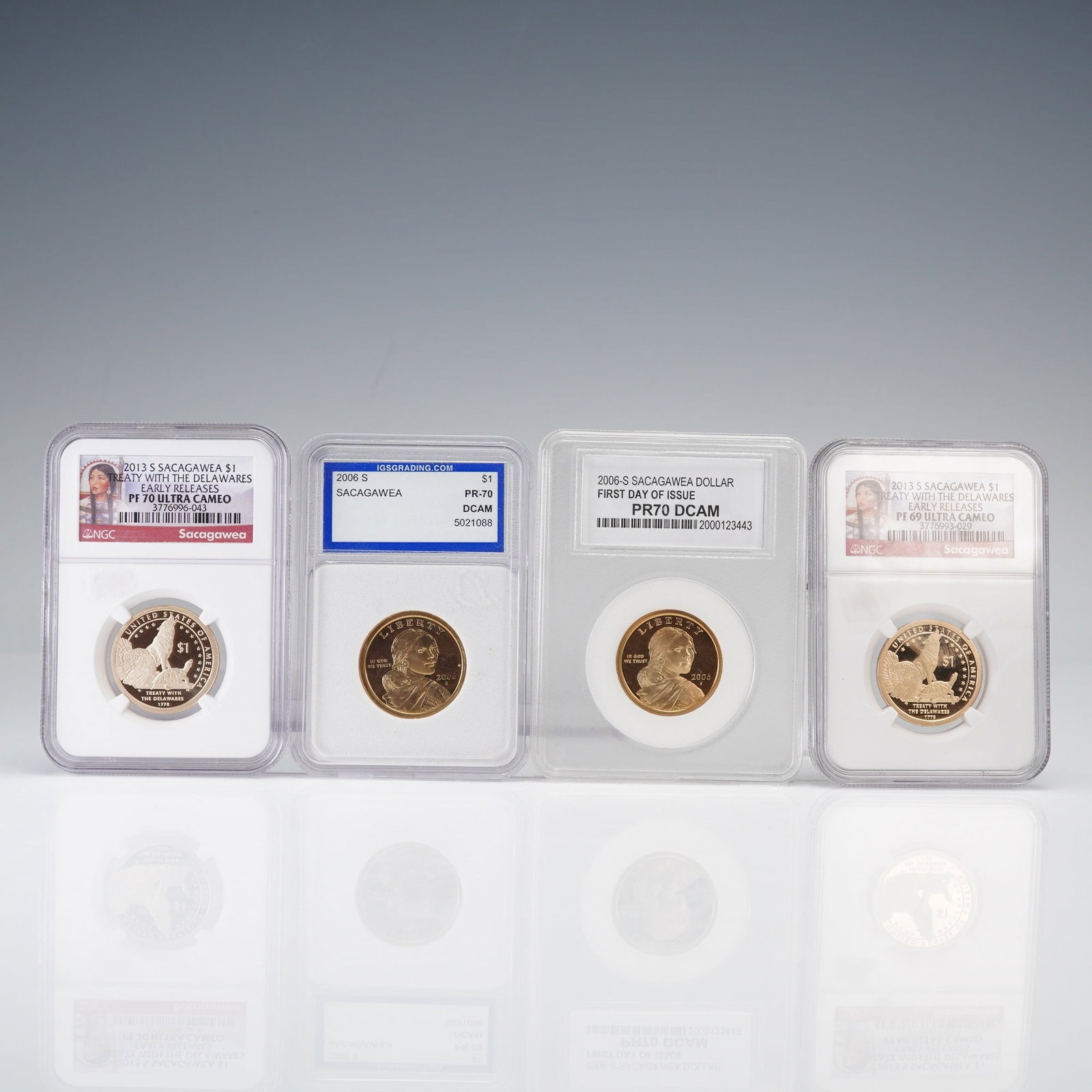 4pc 2006-S & 2013-S Sacagawea Proof One Dollar Coins NGC, IGS, PCC Graded (1 of 4)