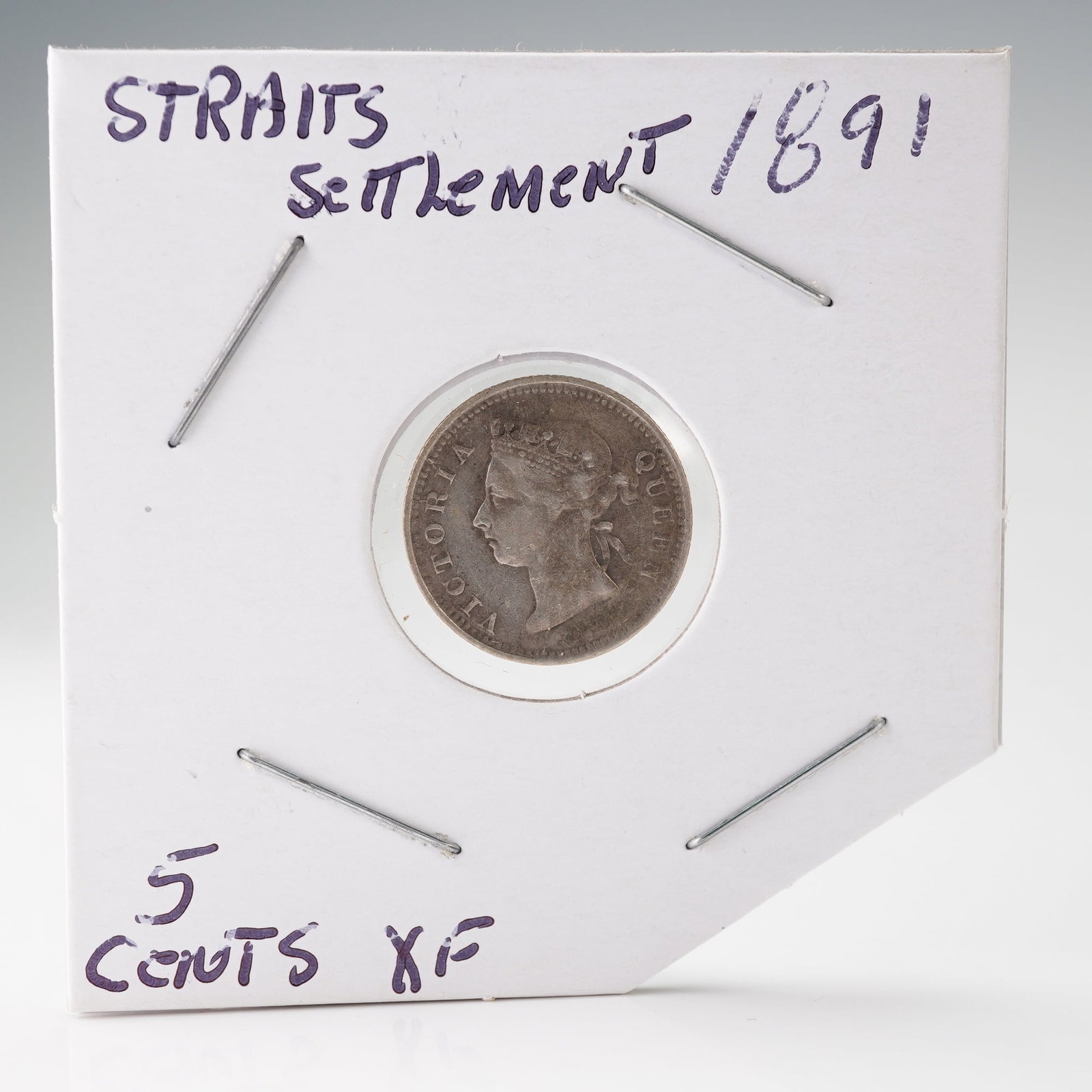 1891 Straits Settlements Five Cents Coin (1 of 2)