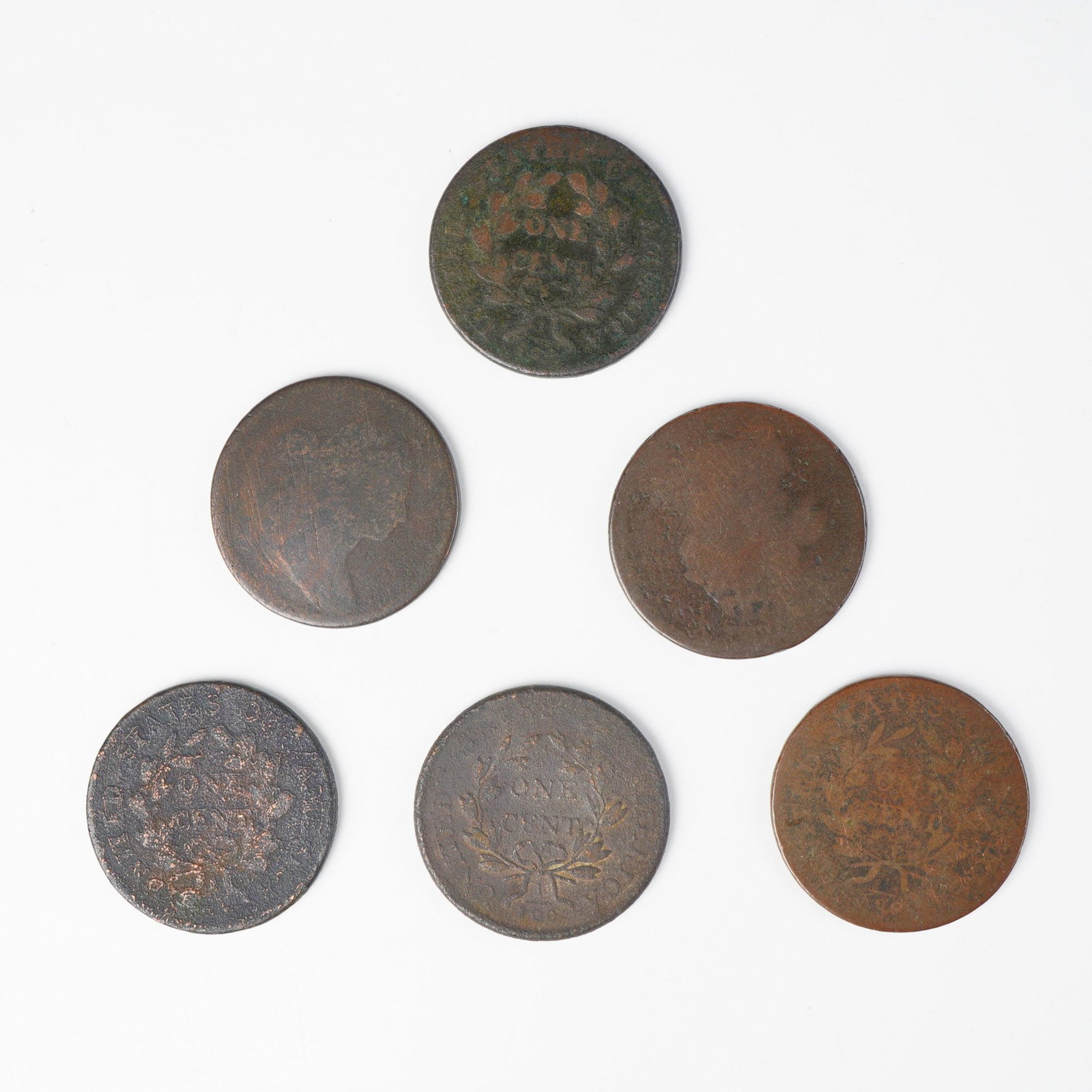 6pc Draped Bust 1 Cent Coins (1 of 4)
