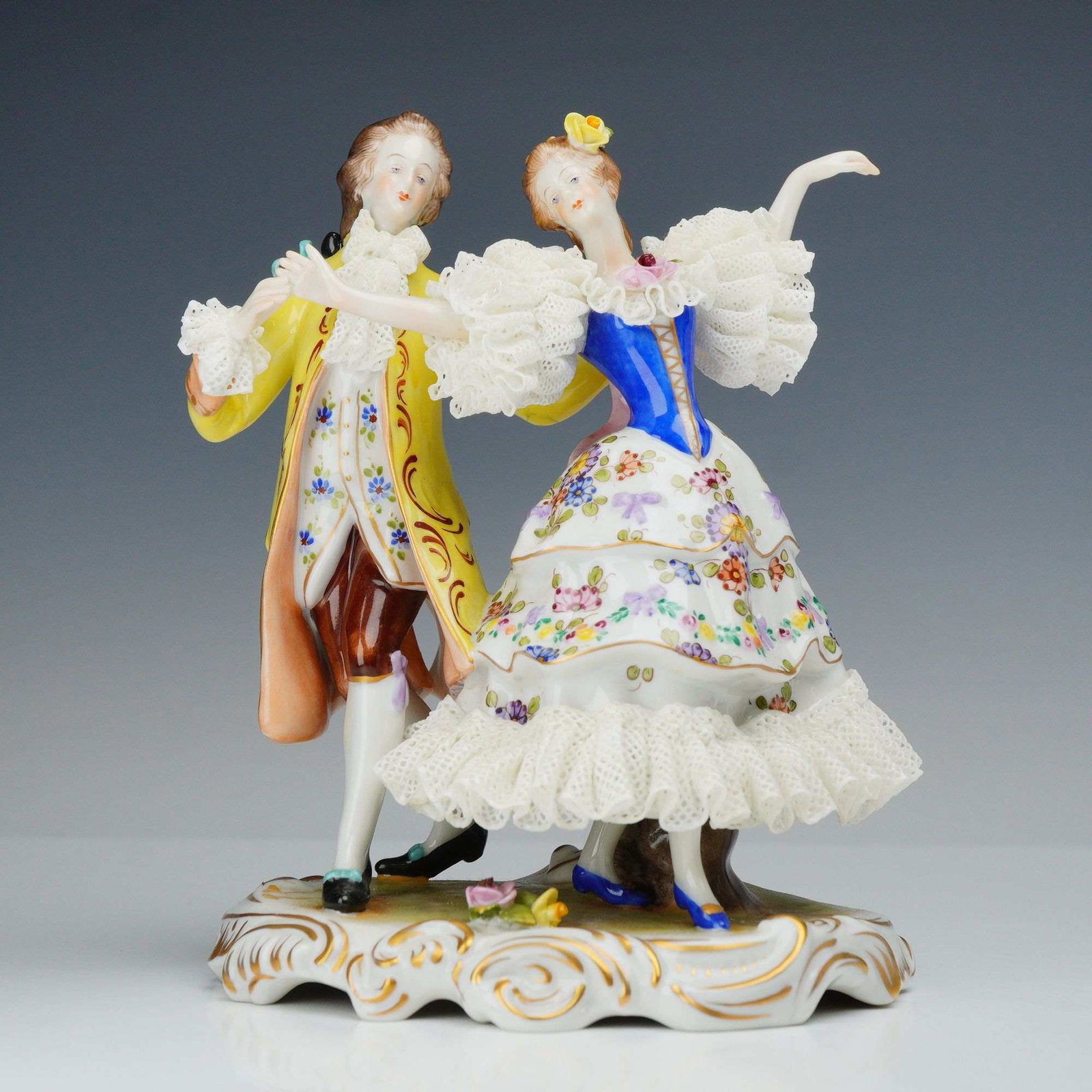 Volkstedt Dresden Lace Porcelain Dancing Couple Figurine (1 of 4)