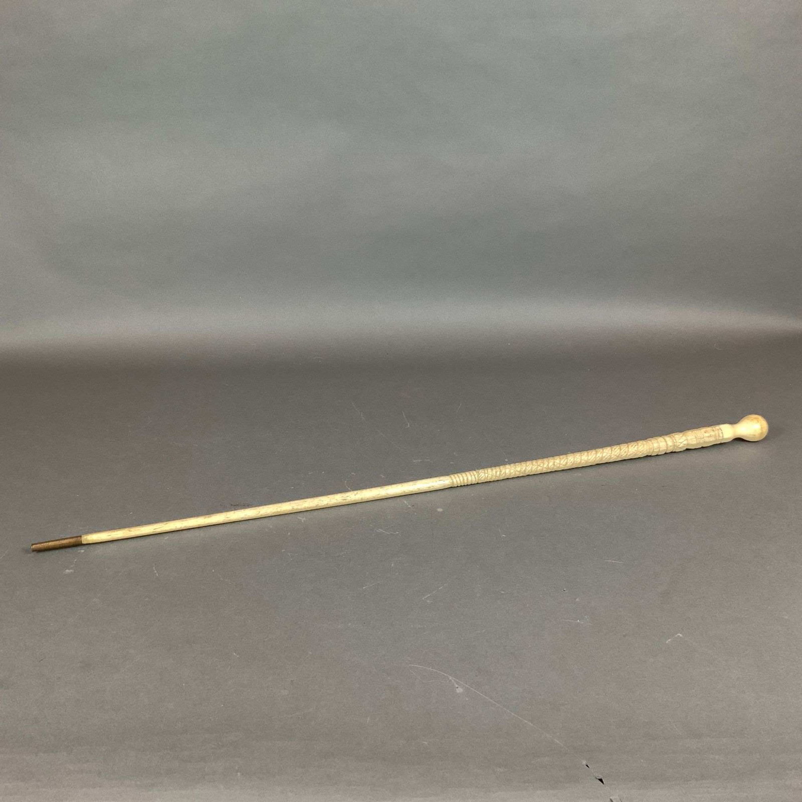 Carved Bone Walking Cane - 2