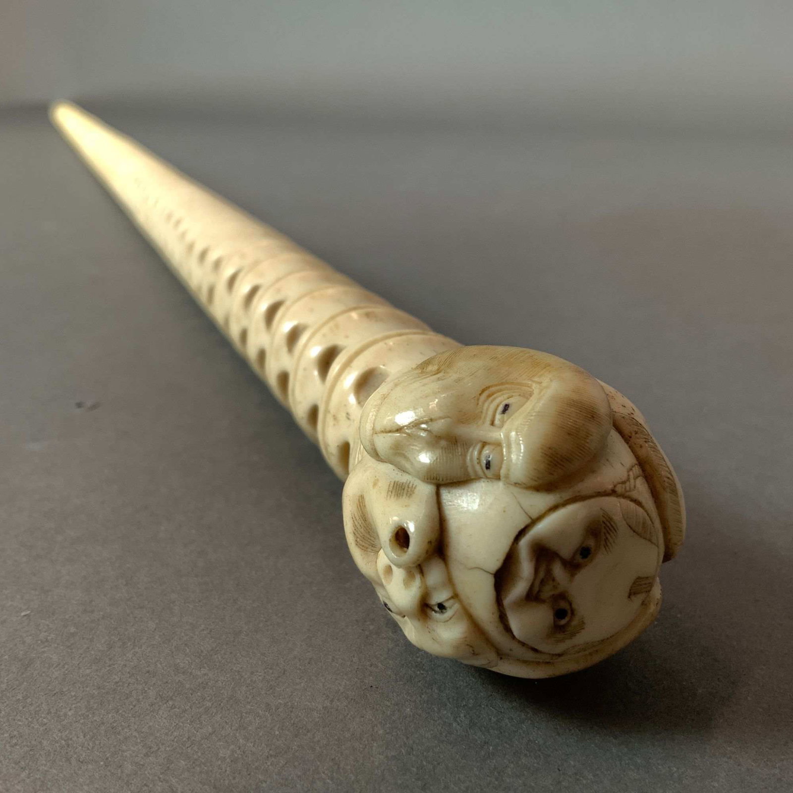 Carved Bone Walking Cane - 4