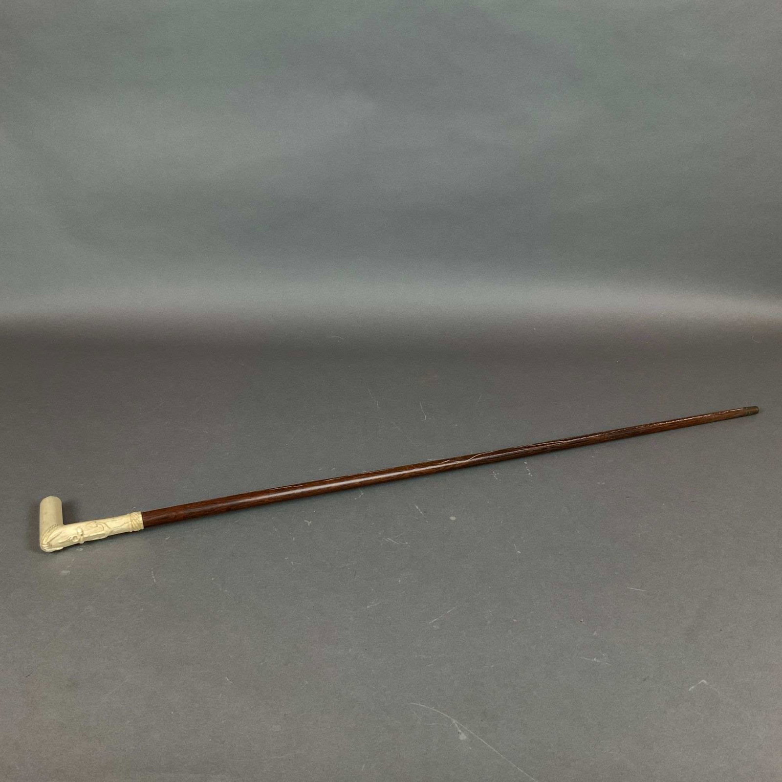 Wooden Walking Cane with Nautical Carved Bone Anchor Handle (1 of 4)