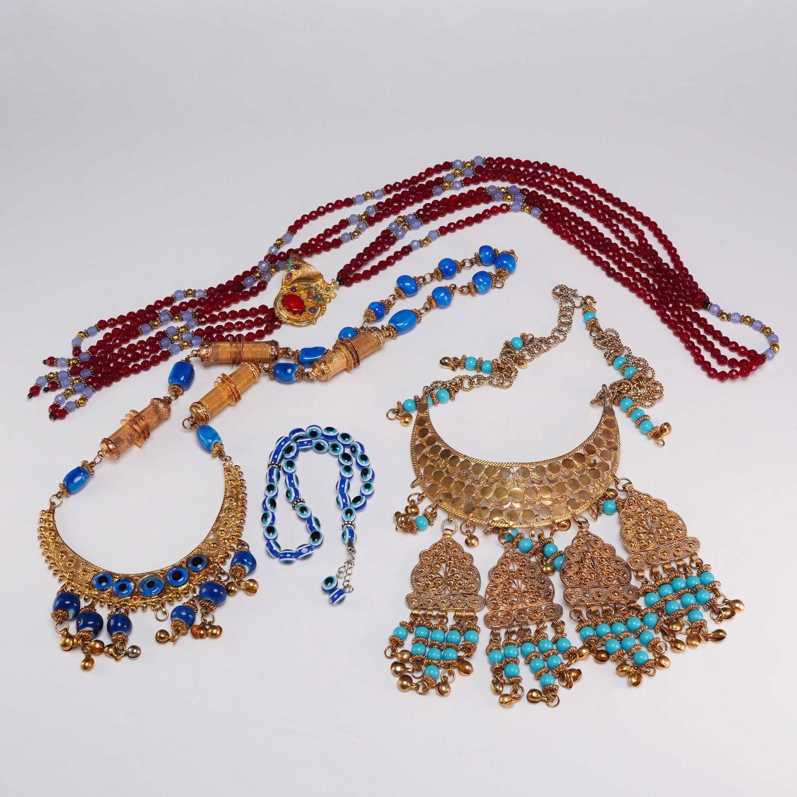 Set of Four Mediterranean Style Jewelry Pieces Including One Prayer Bead Strand and Three Necklaces (1 of 3)