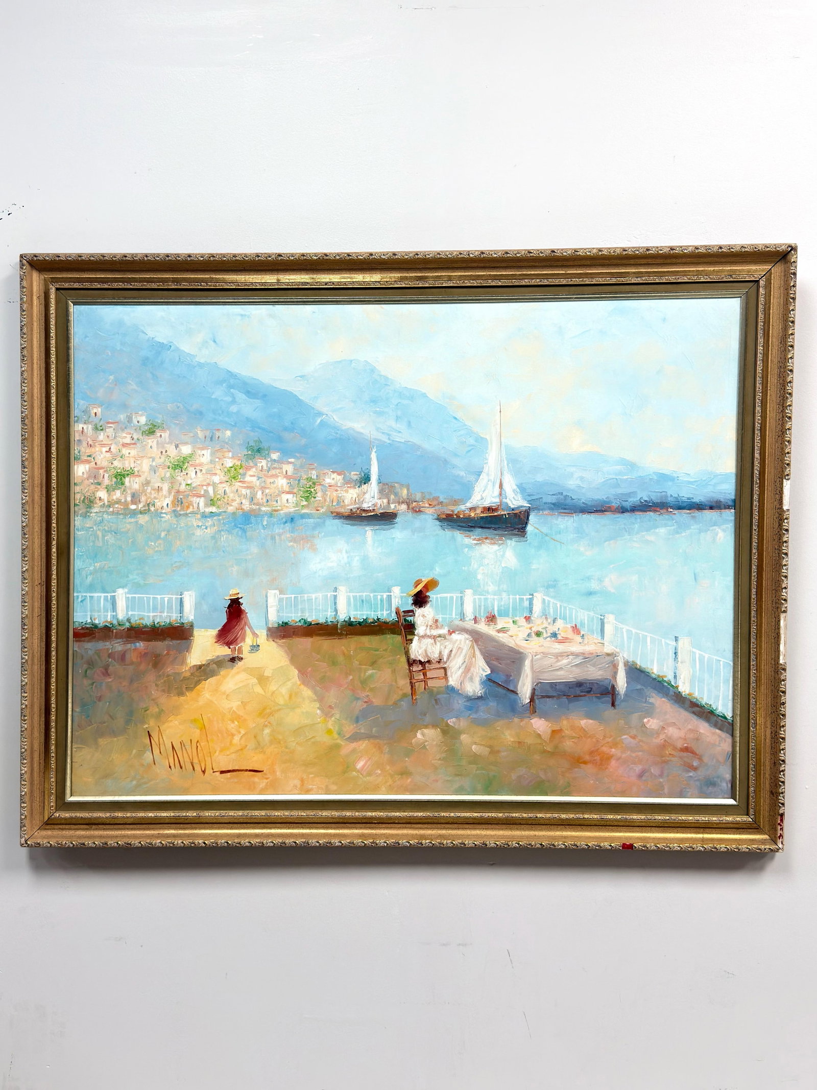 John Adamos Manol (Greek, b. 1900) Impressionist Seascape, Oil on Canvas (1 of 5)
