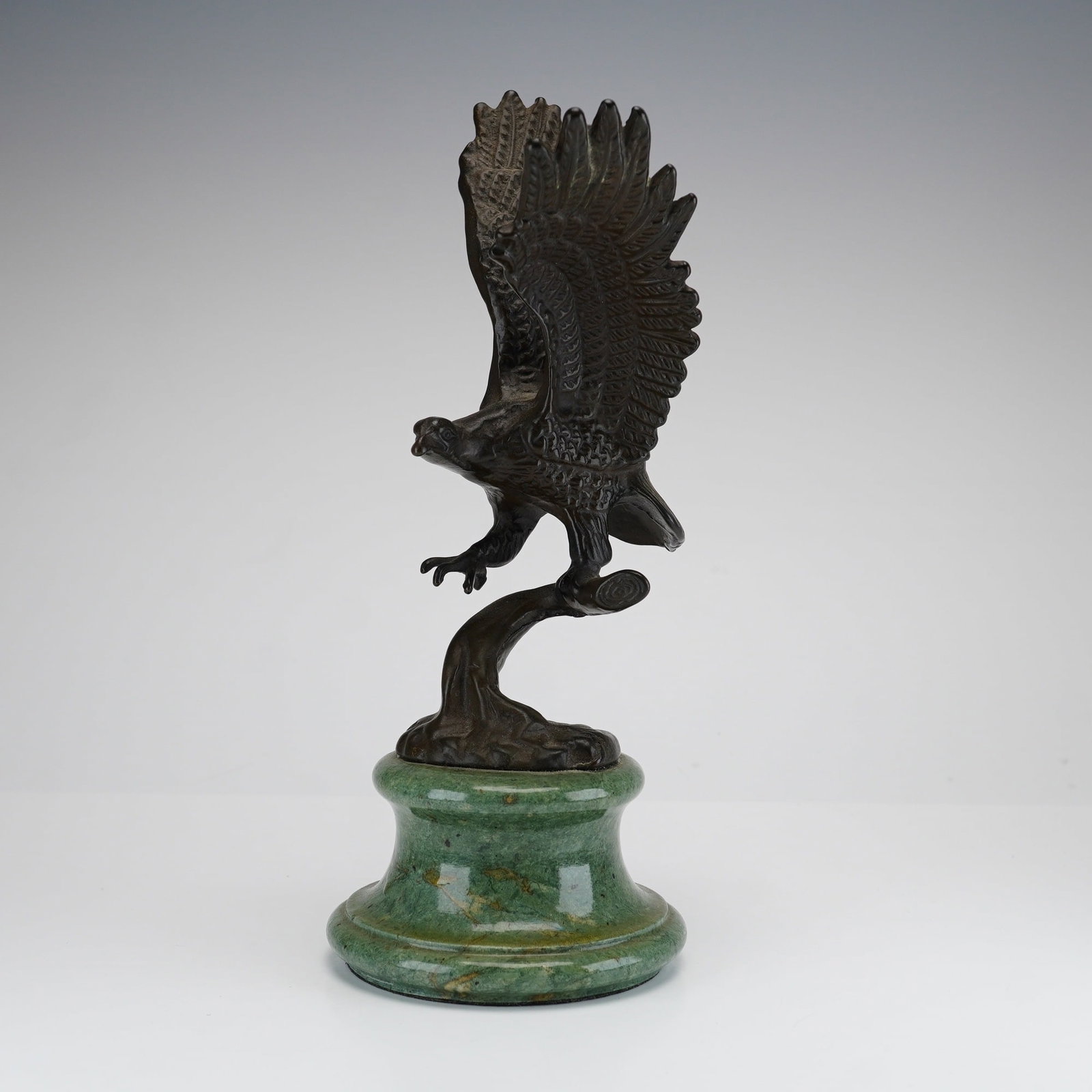 Bronze Eagle Sculpture on a Green Marble Base (1 of 3)