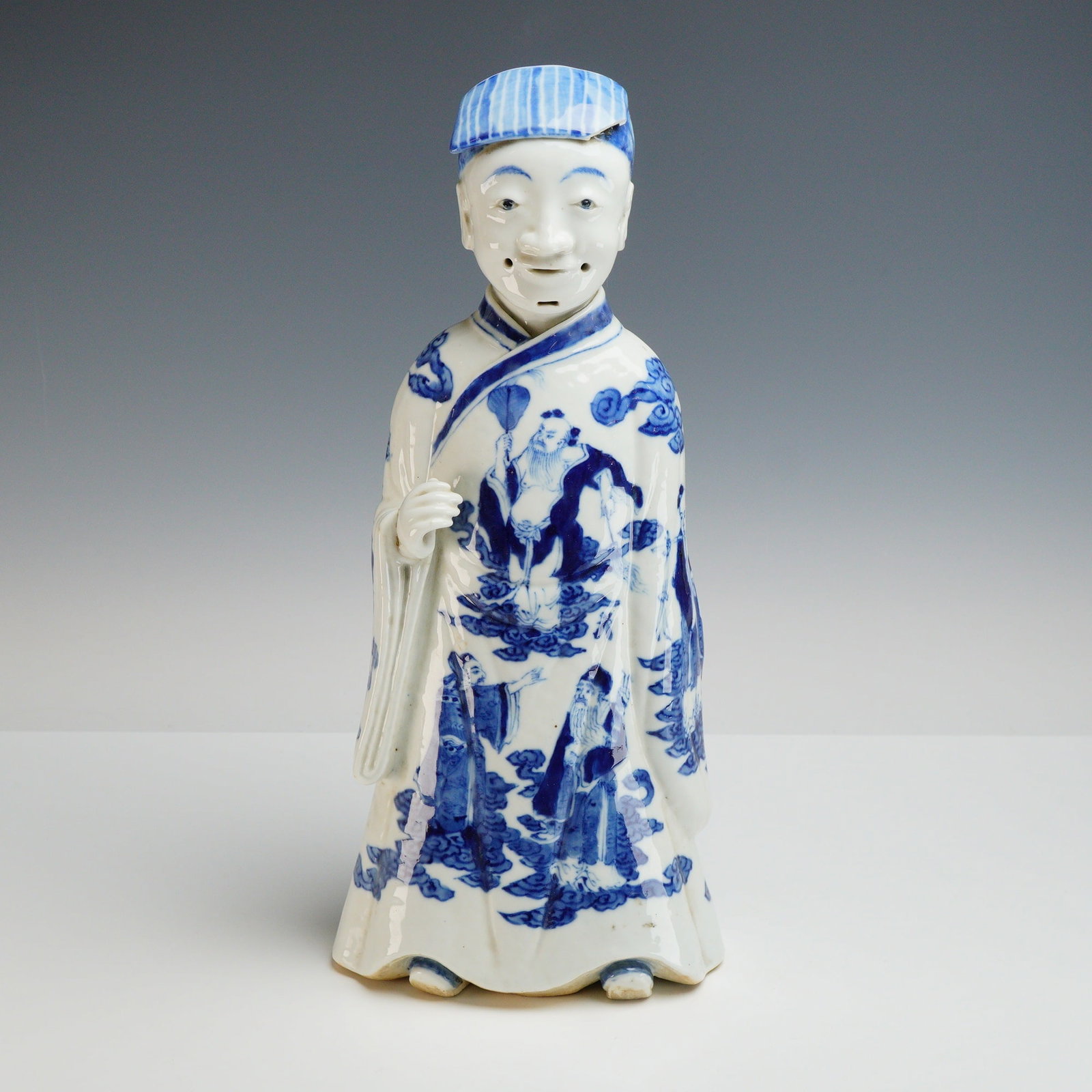 Chinese Blue and White Porcelain Joss Stick Figurine (1 of 5)