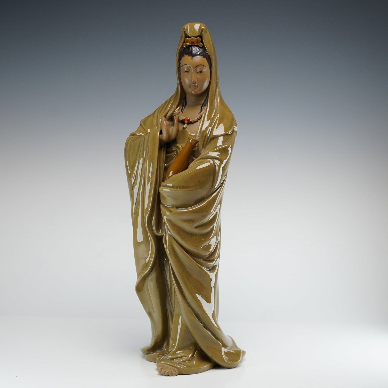 Chinese Shiwan Glazed Porcelain Figure of Guanyin (1 of 4)