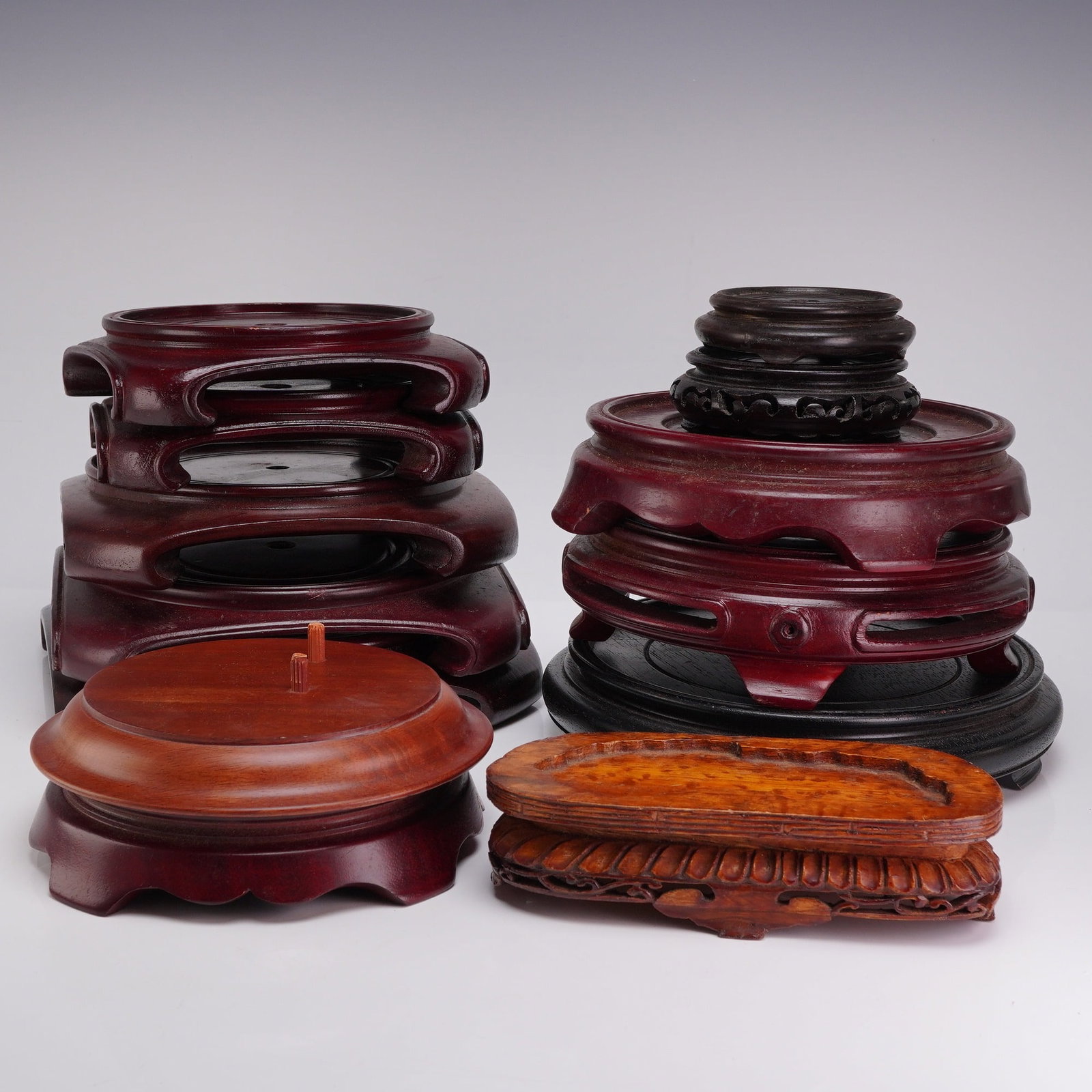 A Collection of 13 Chinese Carved Wooden Display Bases (1 of 3)