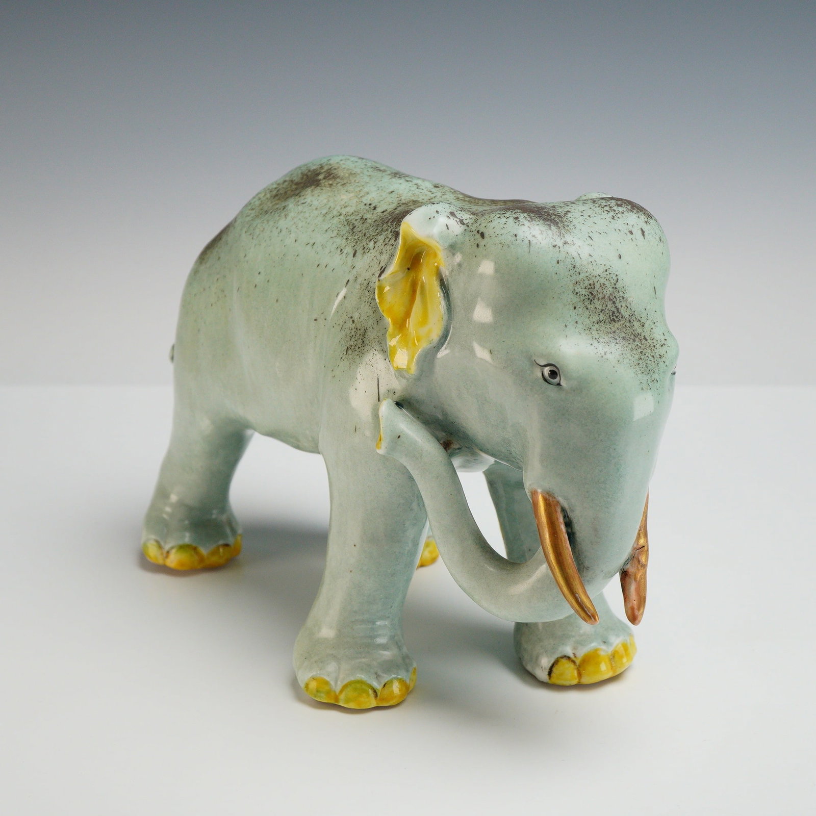 Celadon Glazed Porcelain Elephant Figurine (1 of 3)