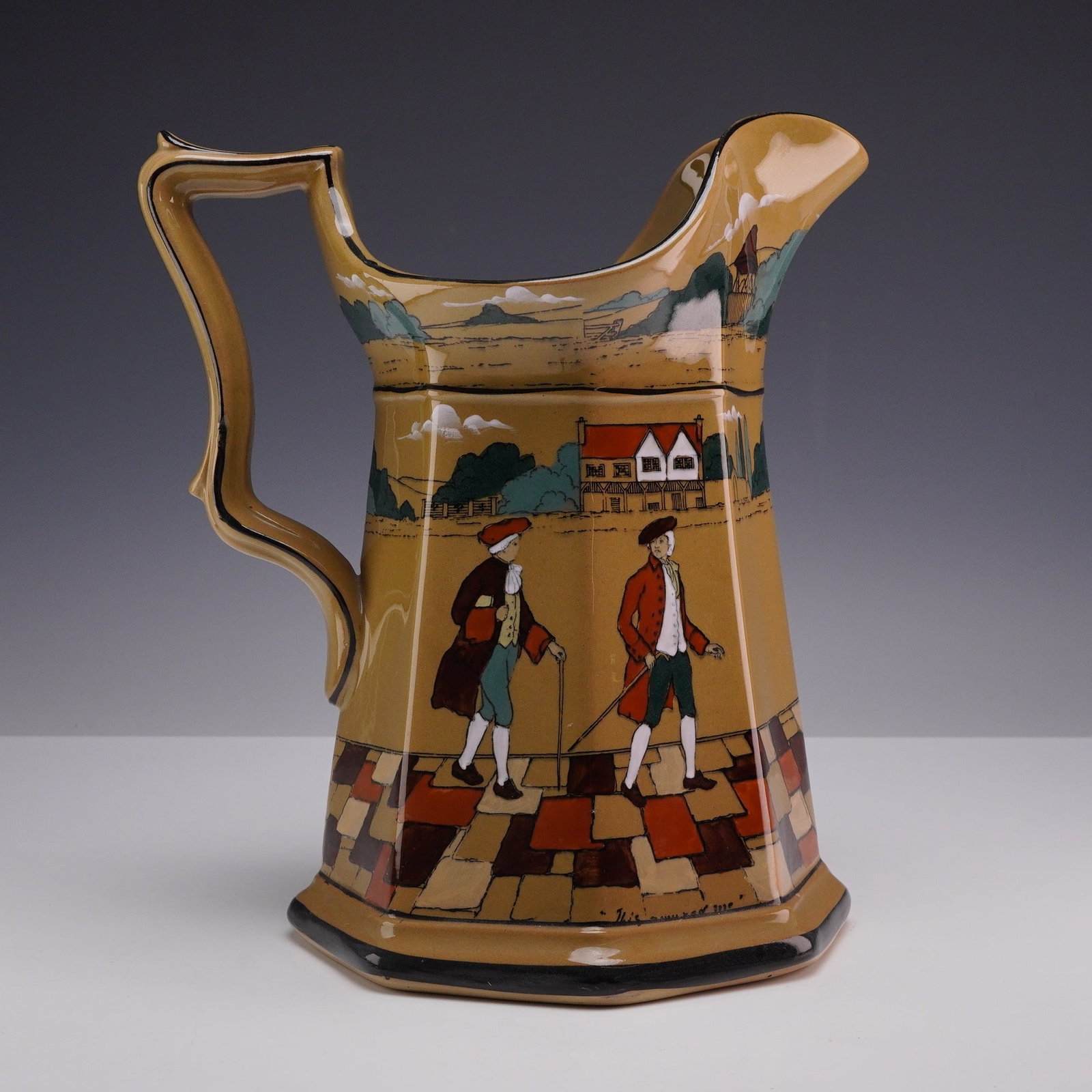 Buffalo Pottery Deldare Ware Underglaze 1909 Octagonal Pitcher (1 of 3)