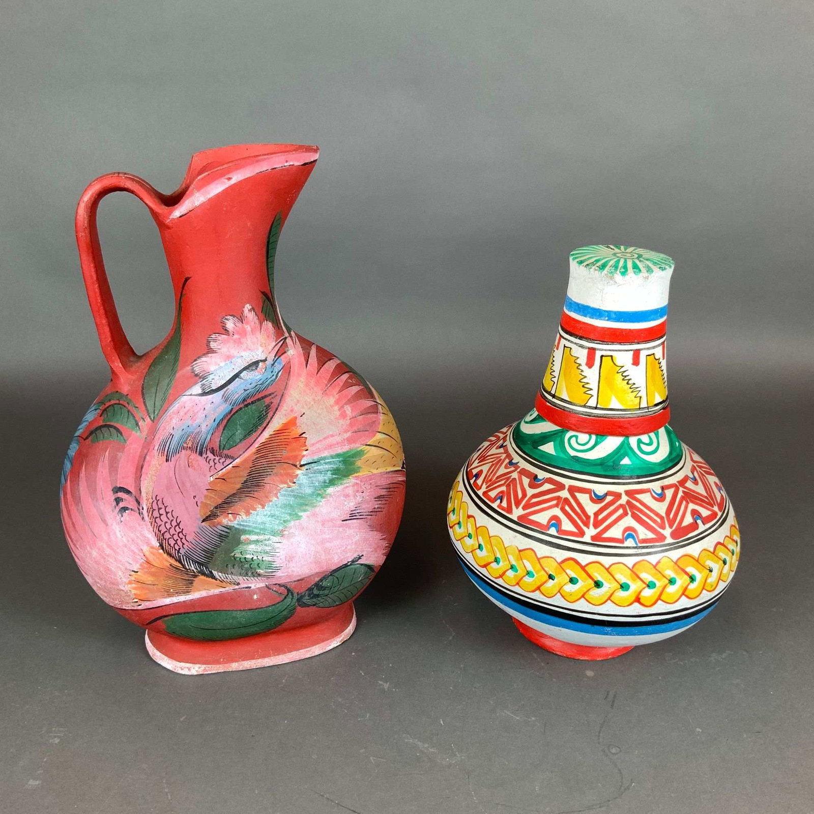 3pc Mexican Tonala Pottery, Pitcher and a Water Jug with Tumbler Lid (1 of 3)
