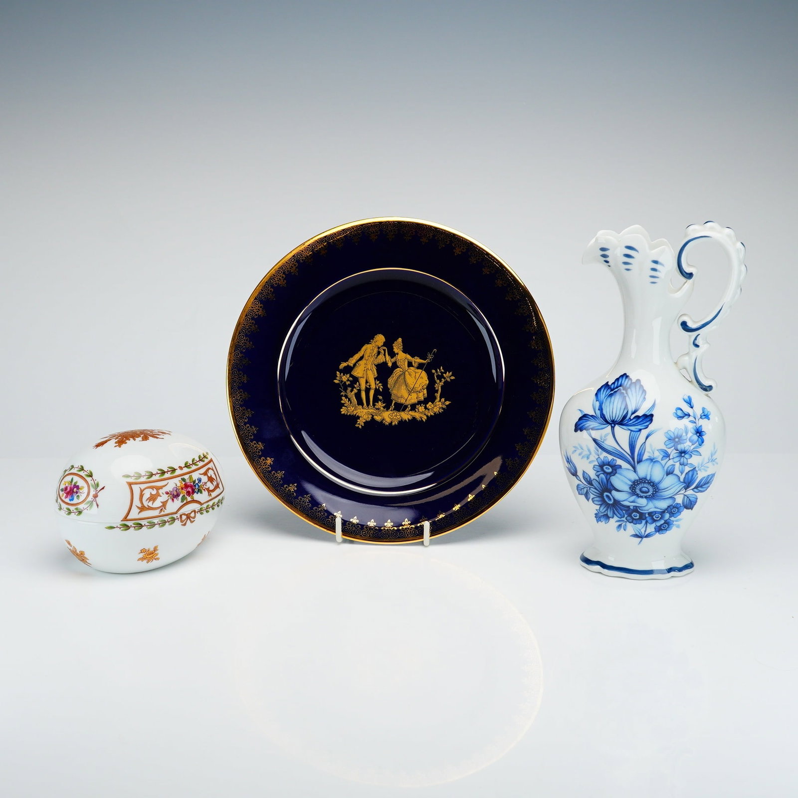 Lot of 3 Limoges France Porcelain Pieces including Plate, Pitcher, and Egg Trinket Dish (1 of 4)