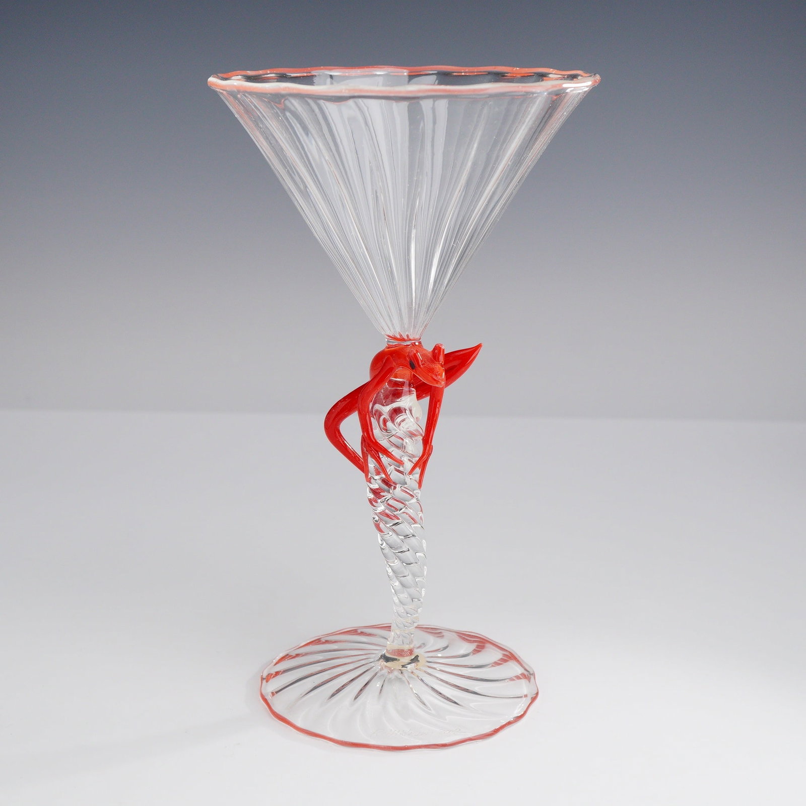 Robert Mickelson Art Glass Frog Martini Glass, 2002 (1 of 5)