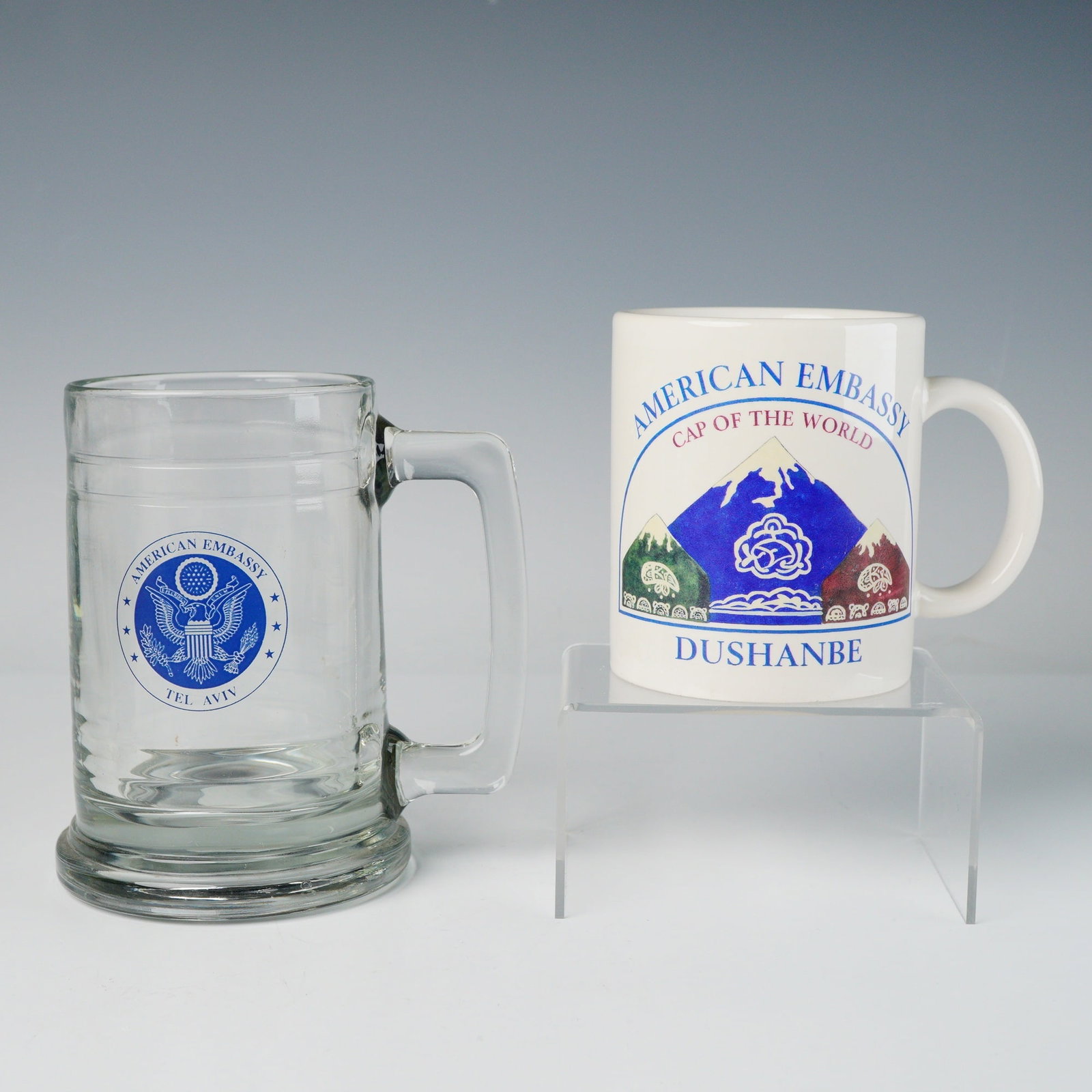 2pc Mugs American Embassy Tel Aviv and American Embassy Dushanbe (1 of 4)