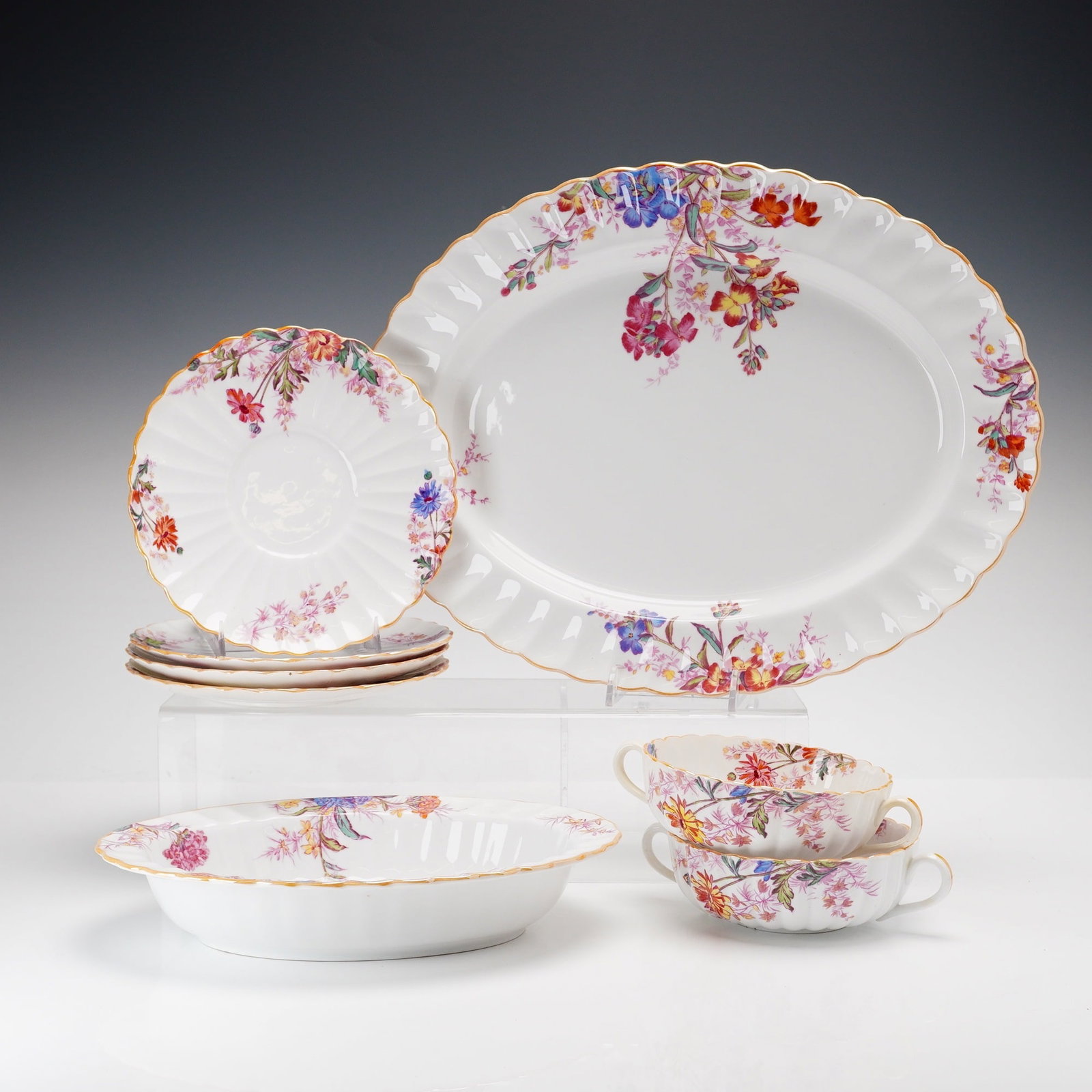 Set of Eight Spode Copeland Bone China Serving Pieces, Chelsea Garden (1 of 4)
