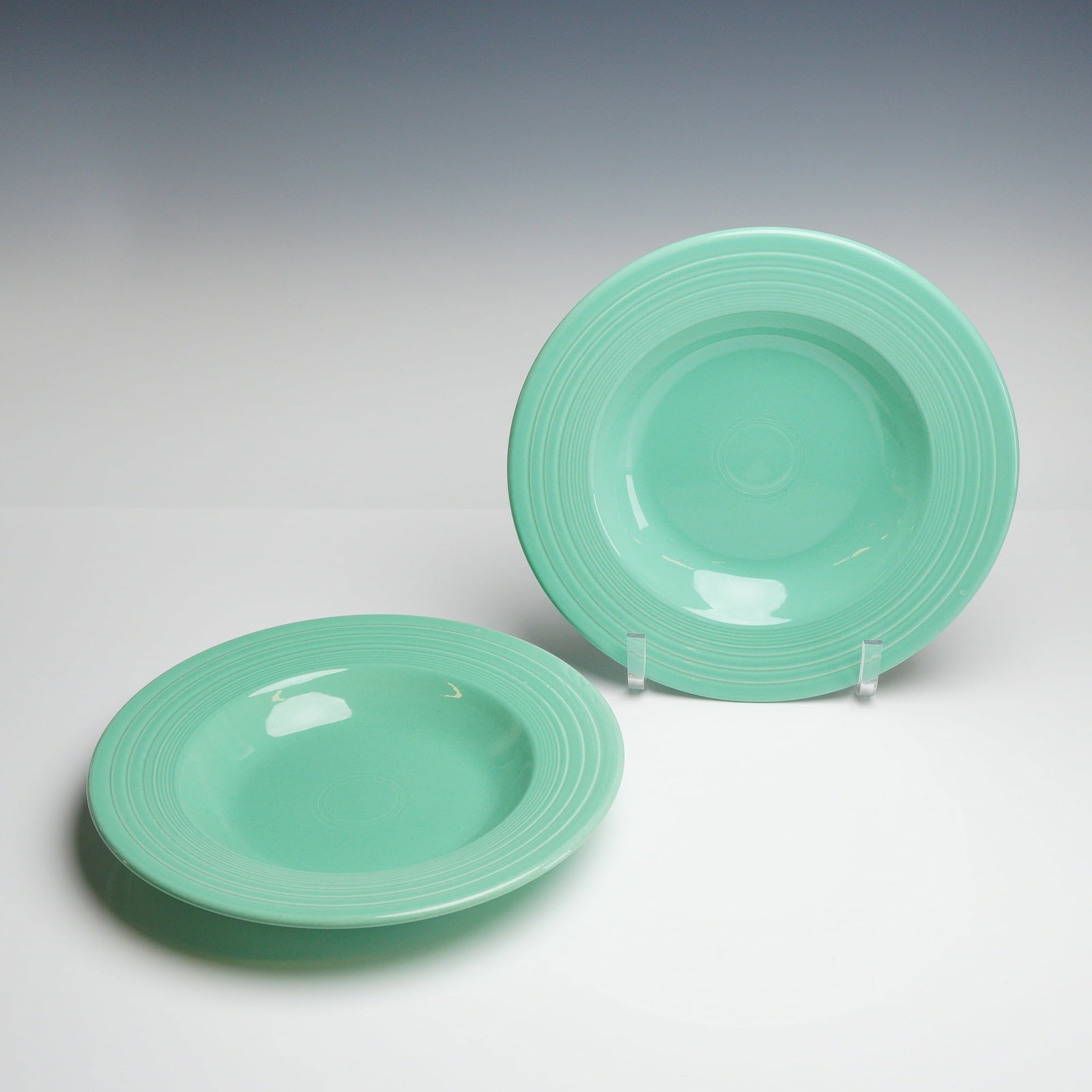 Pair of Homer Laughlin Fiesta Sea Mist Green Rimmed Pasta Bowls (1 of 4)