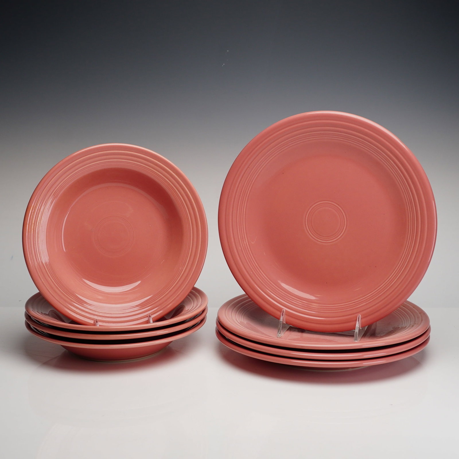 8pc Homer Laughlin Fiesta Rose Glaze Dinner Plates & Soup Bowls (1 of 2)