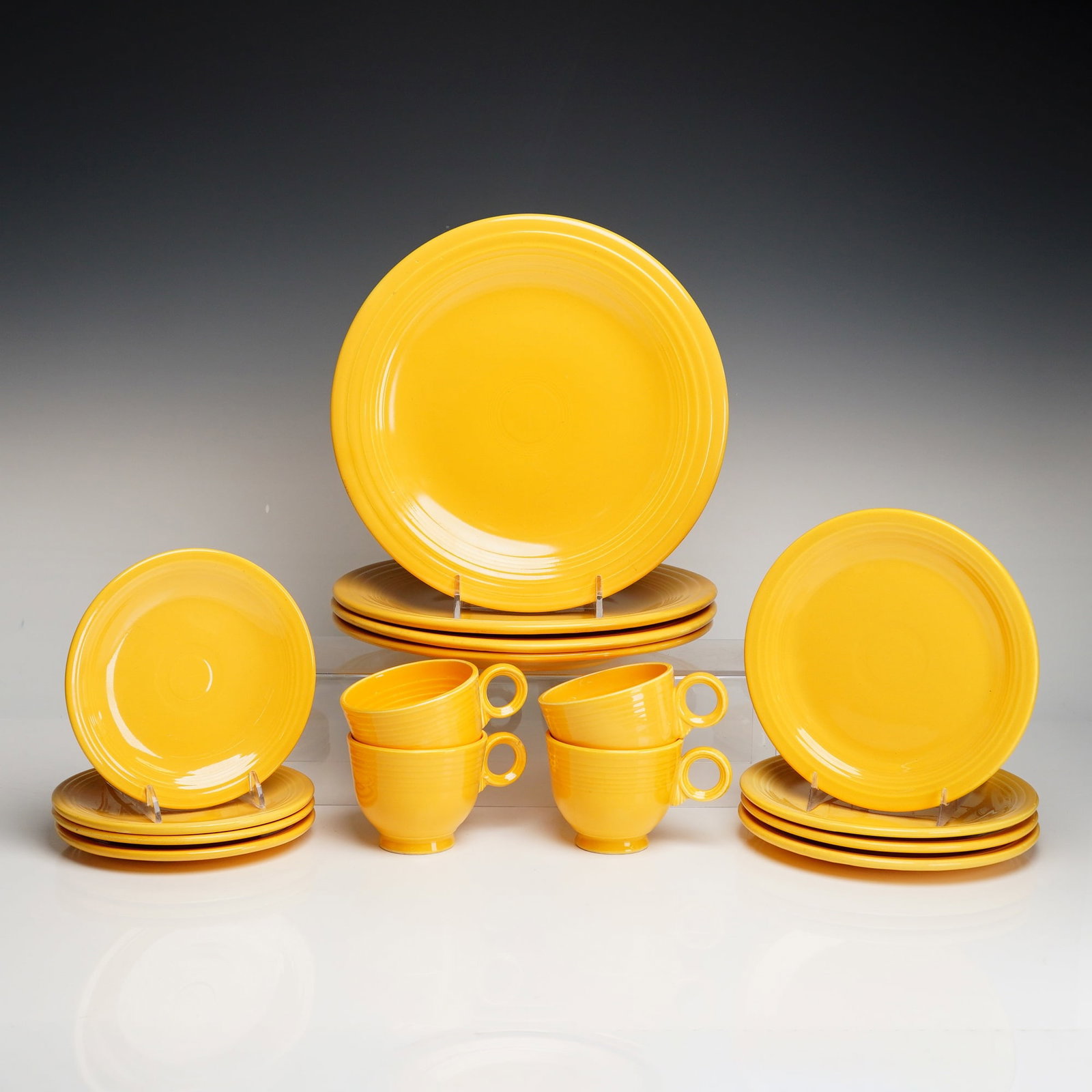 12pc Homer Laughlin Fiesta Daffodil Yellow Plates, Cups & Saucers (1 of 3)