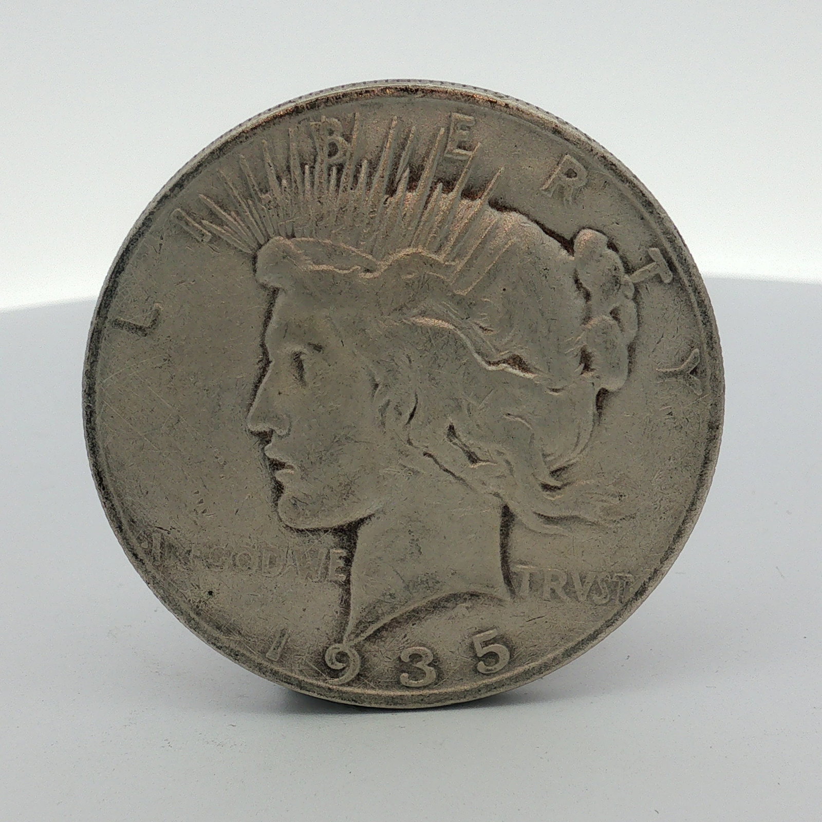 1935-S US One Dollar Peace Silver Dollar Coin, Circulated (1 of 2)