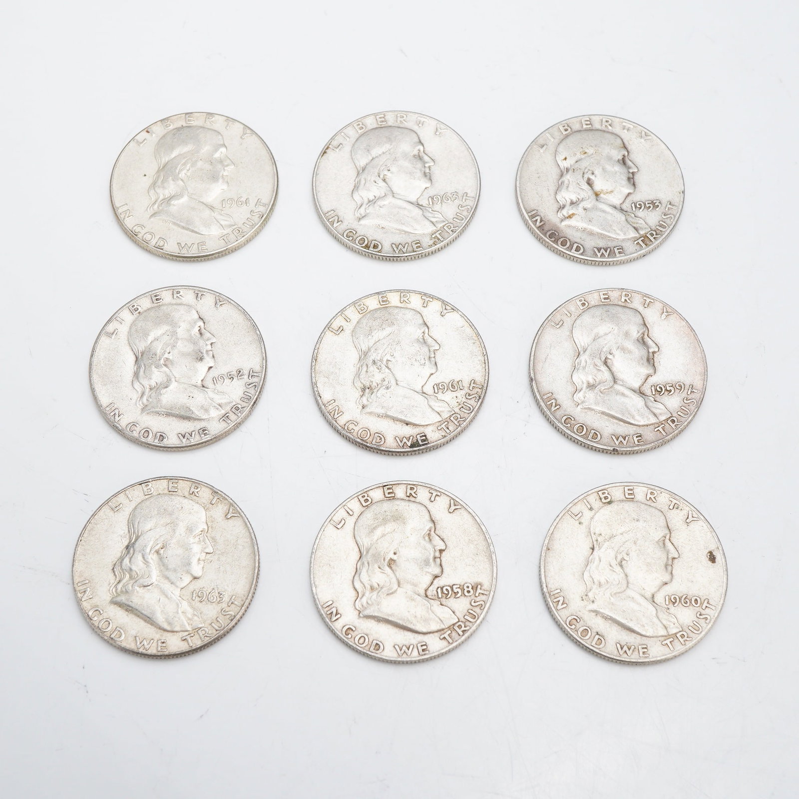 A Collection of US Franklin Half Dollars, $5.00 Face Value (1 of 2)