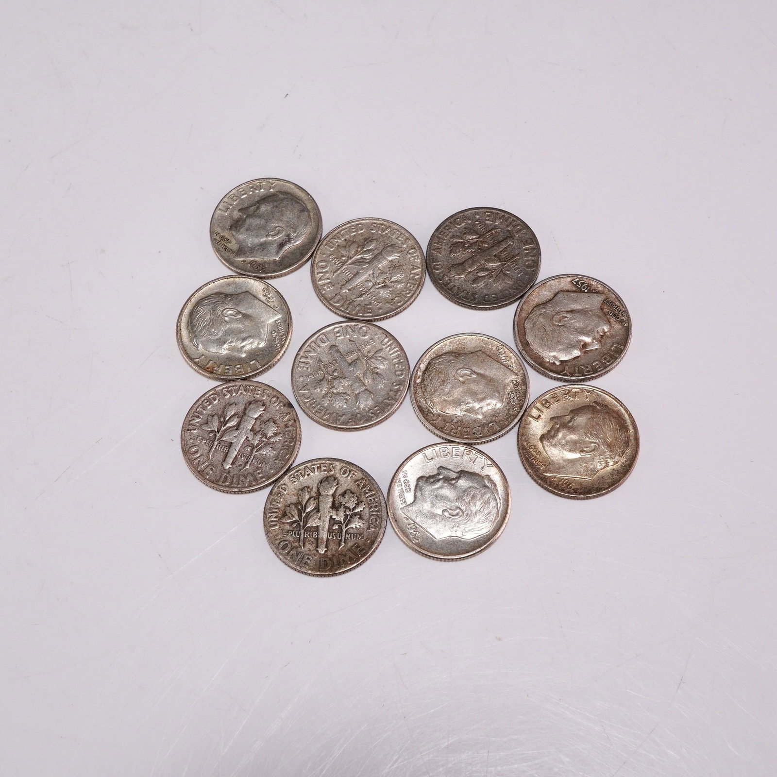 11pc 1946-1964 US Roosevelt 90% Silver Dimes (1 of 3)