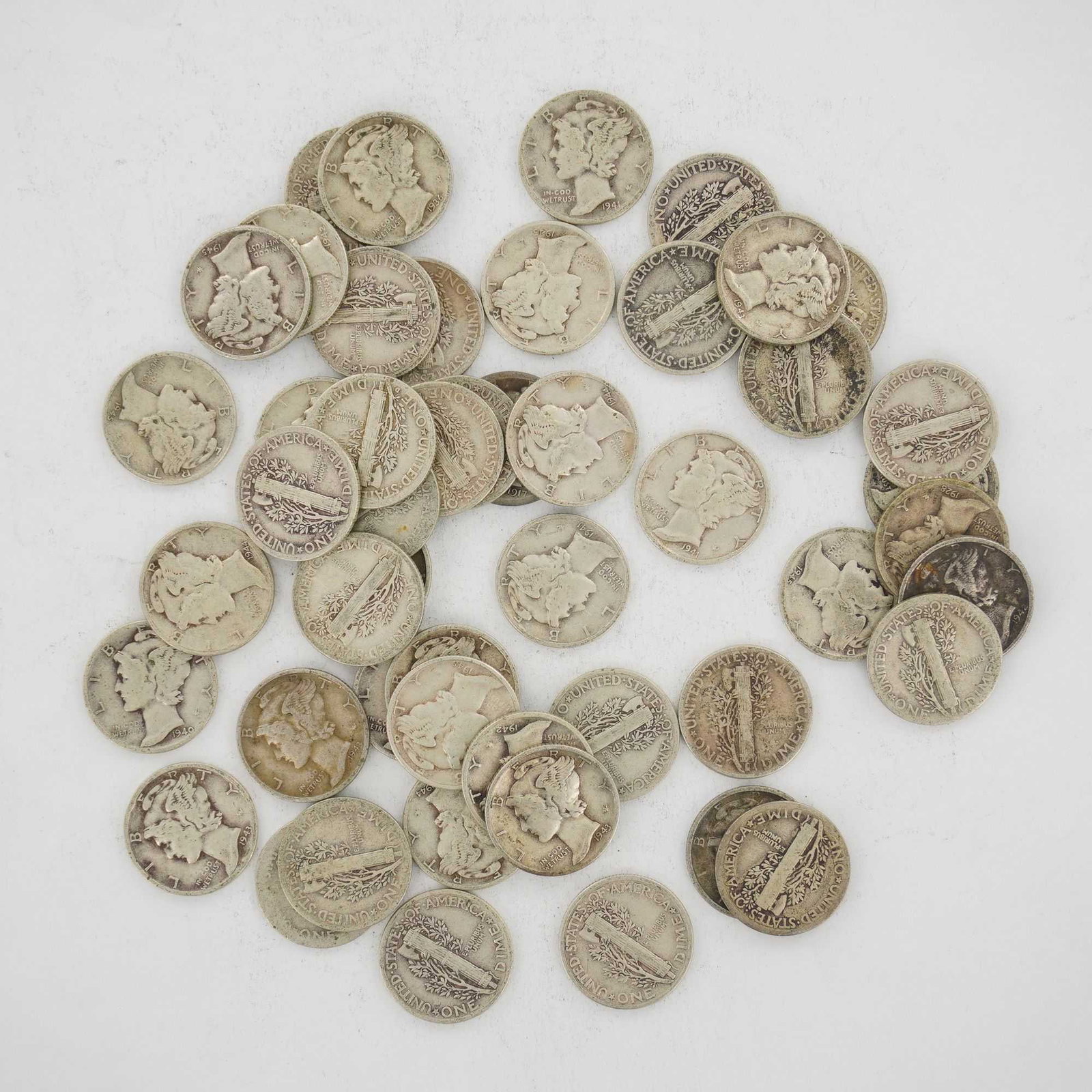 50pc Pre-1945 U.S. 90% Silver Mercury Dimes (1 of 2)