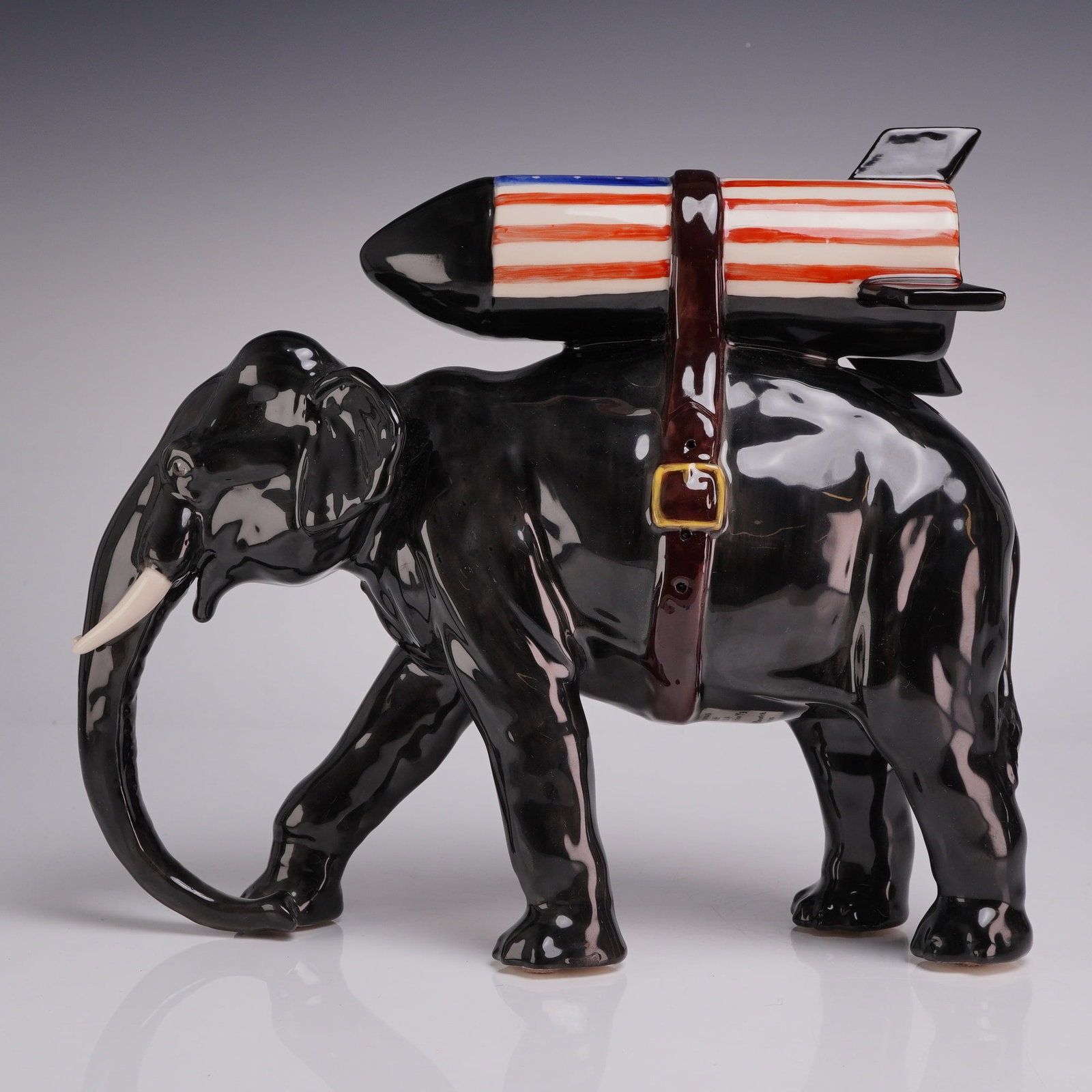 Kevin Francis Street Art Collection U.S.A. Victoria Bourne Elephant with American Flag Missile (1 of 3)