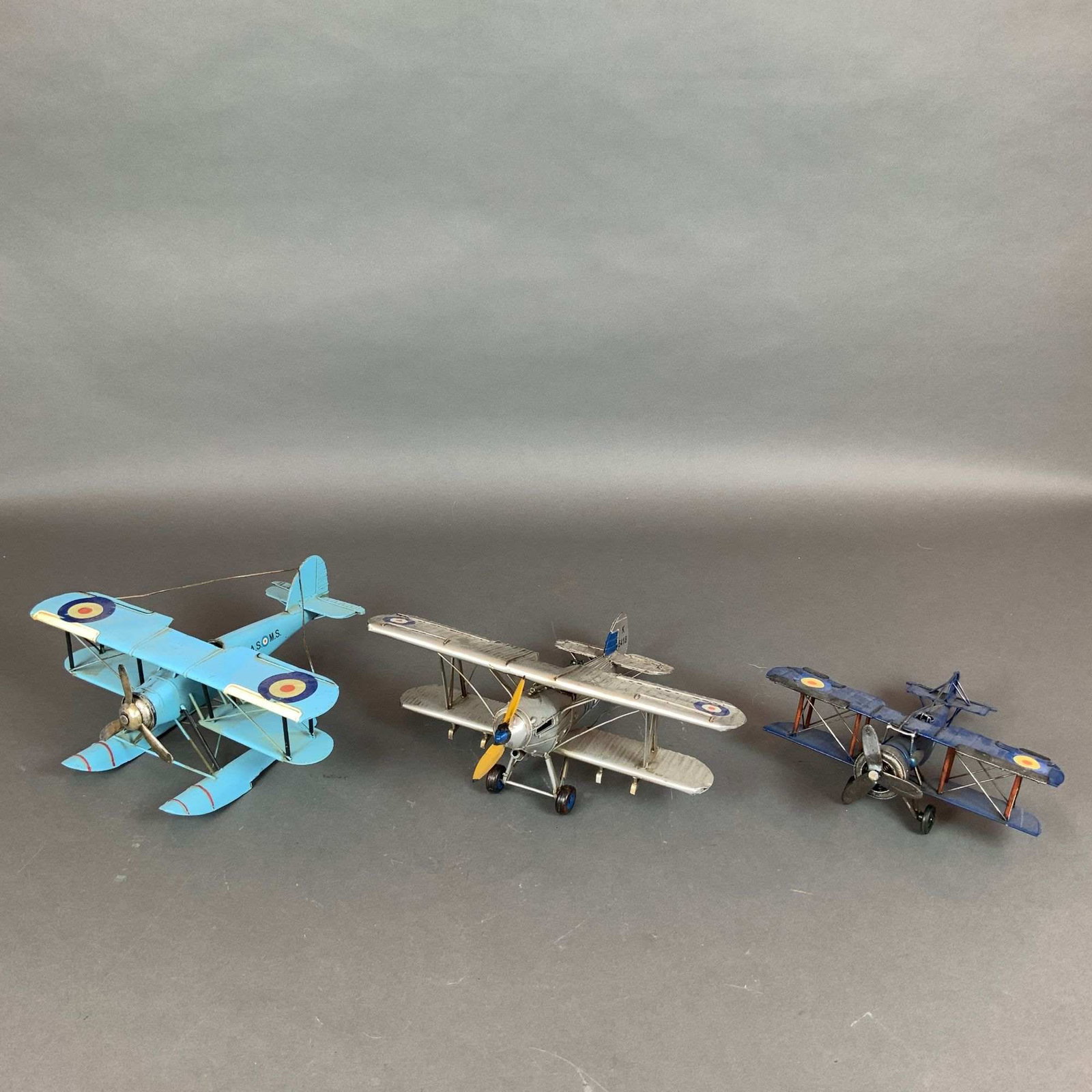 3pc Metal British Airforce Style Biplane Aircraft Models (1 of 3)