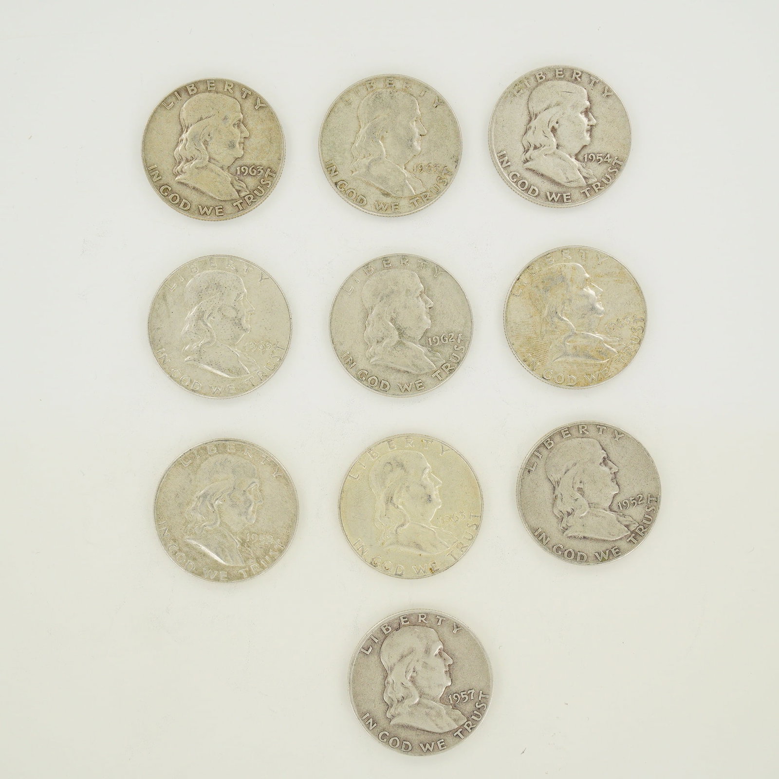 A Group of US Franklin Half Dollars, 90% Silver, $5.00 Face Value (1 of 2)