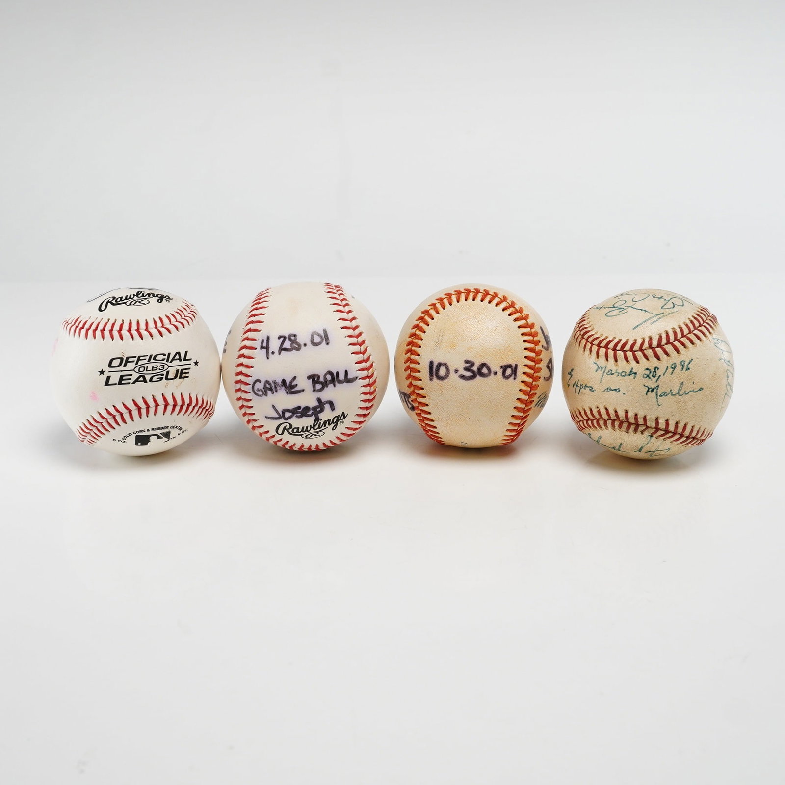 4pc Signed Marlins Game Balls - 3