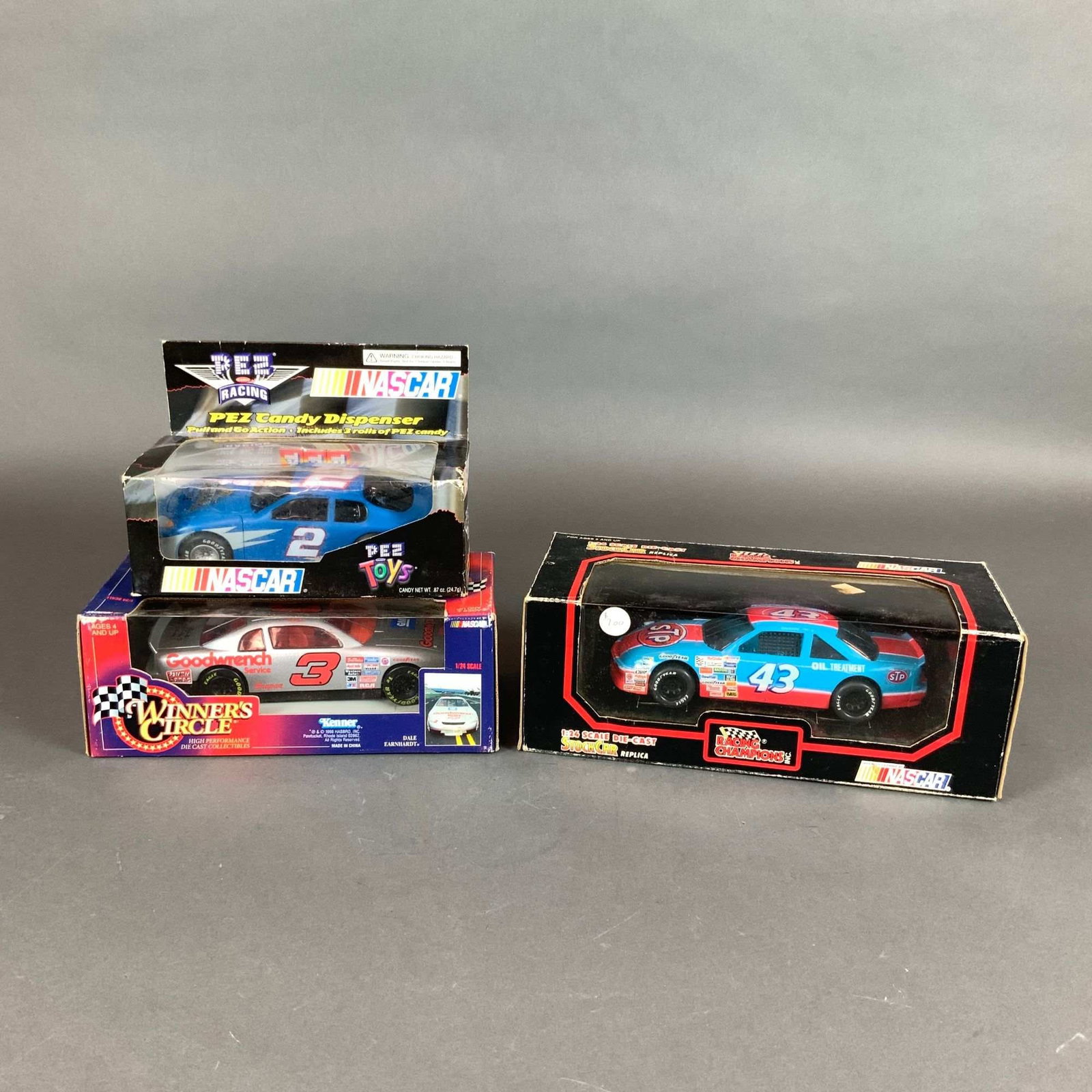 3pc NASCAR Die-Cast Model Cars, Dale Earnhardt, Richard Petty, Rusty Wallace. (1 of 3)
