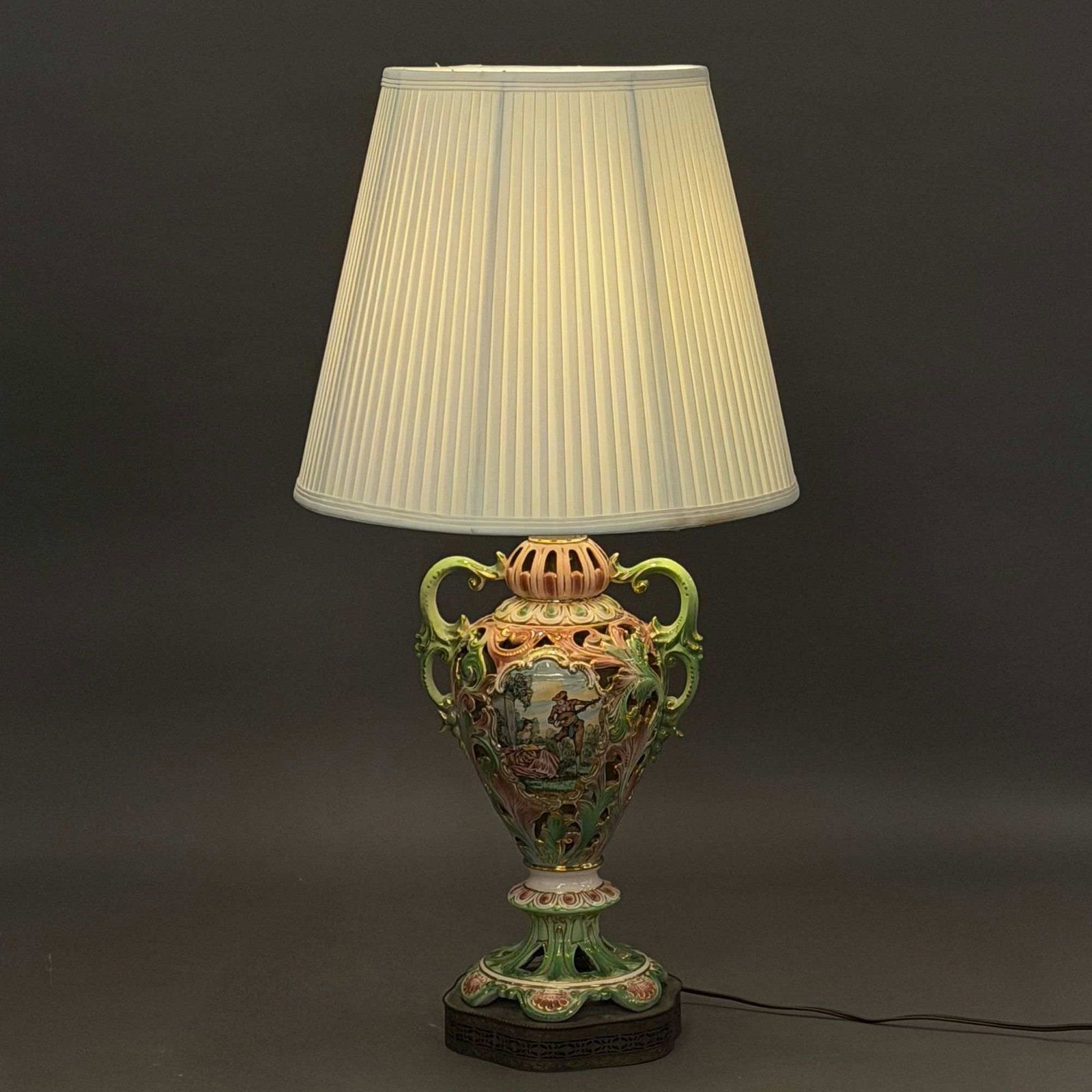 Ornate Reticulated Porcelain Table Lamp in the Capodimonte Style (1 of 4)