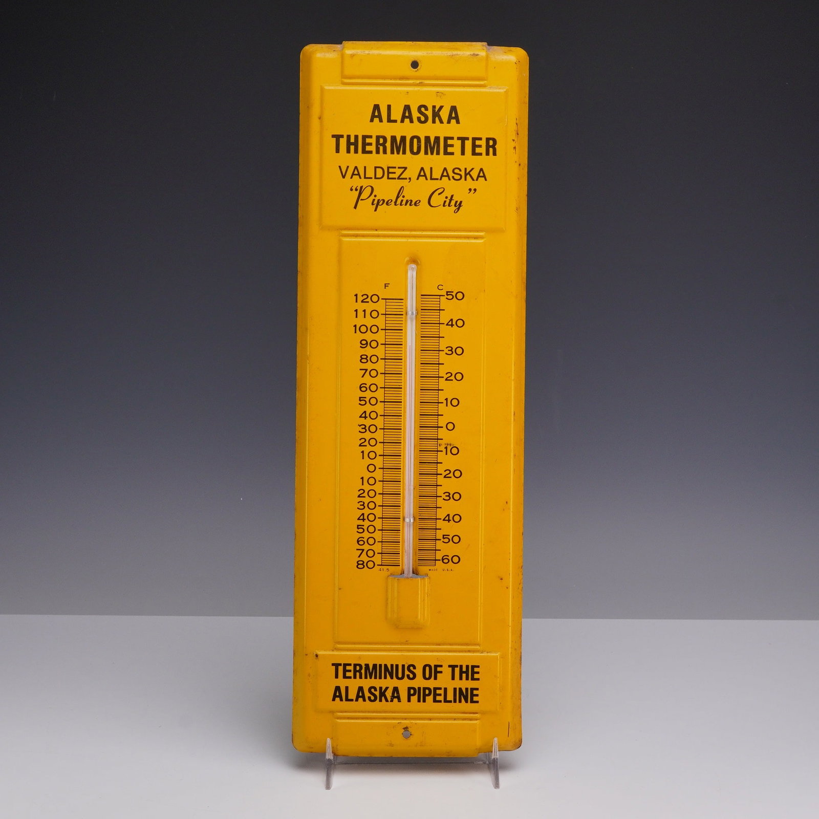 Vintage Alaska Thermometer Valdez Pipeline City Metal Advertising Sign (1 of 4)