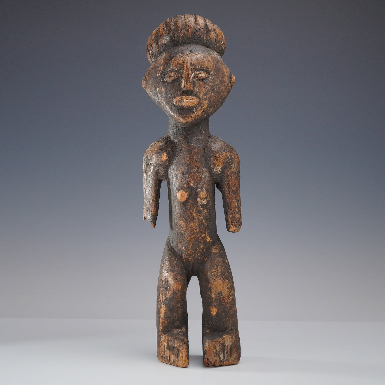 African Tribal Carved Hardwood Standing Female Figure (1 of 3)