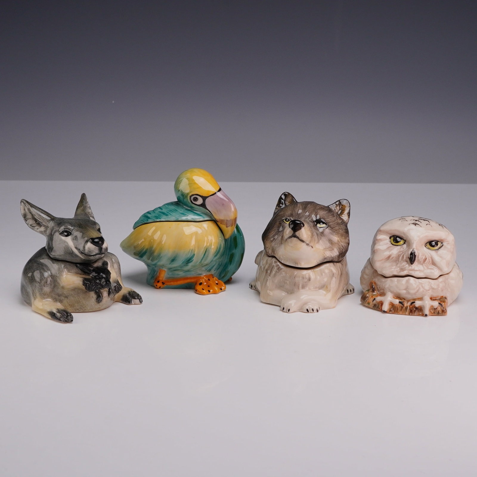 Four Kevin Francis Face Pots Trinket Boxes, Animal Figures including Limited Edition (1 of 4)