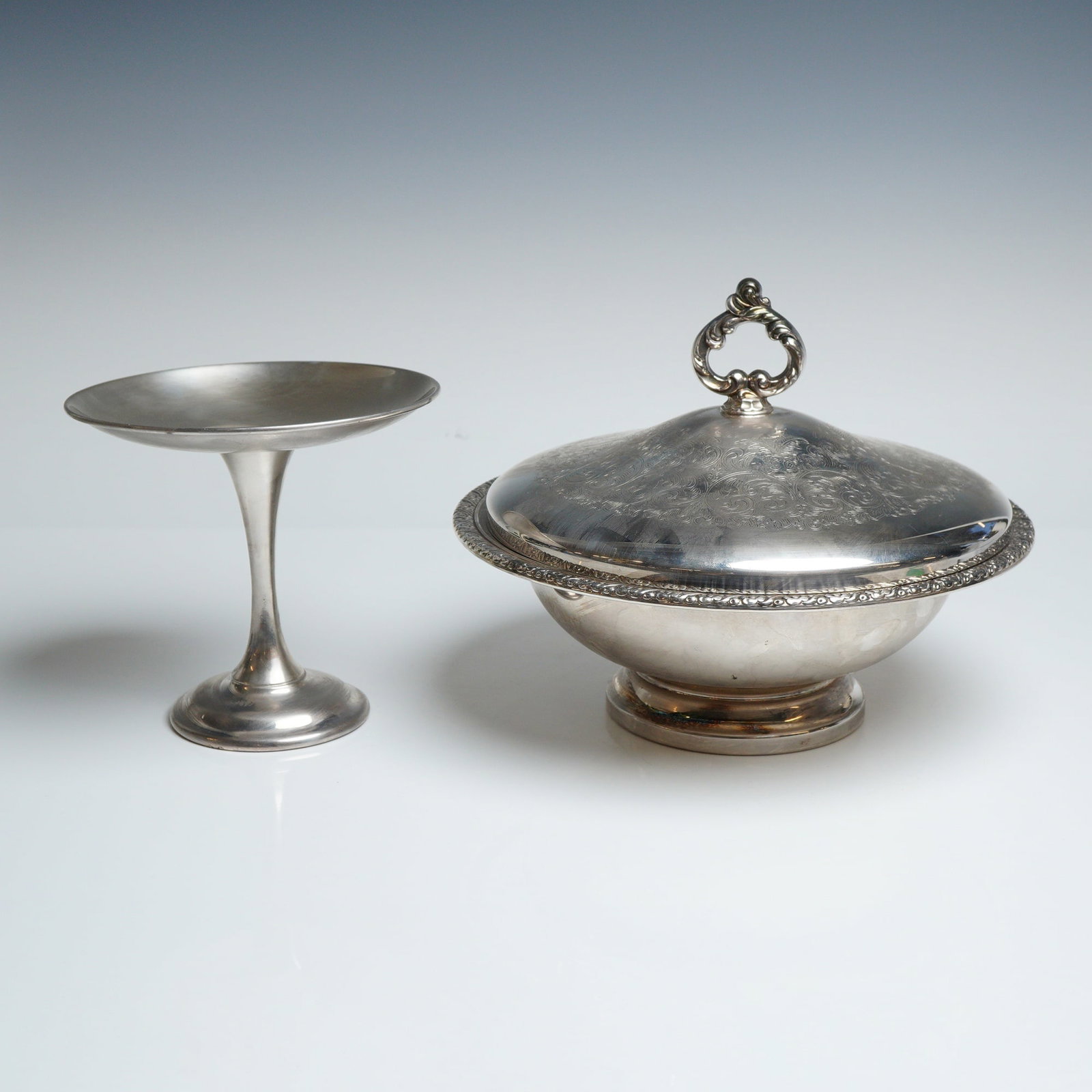 2pc Oneida and B.M. Mounts Silverplated Serving Dish with Stand (1 of 5)