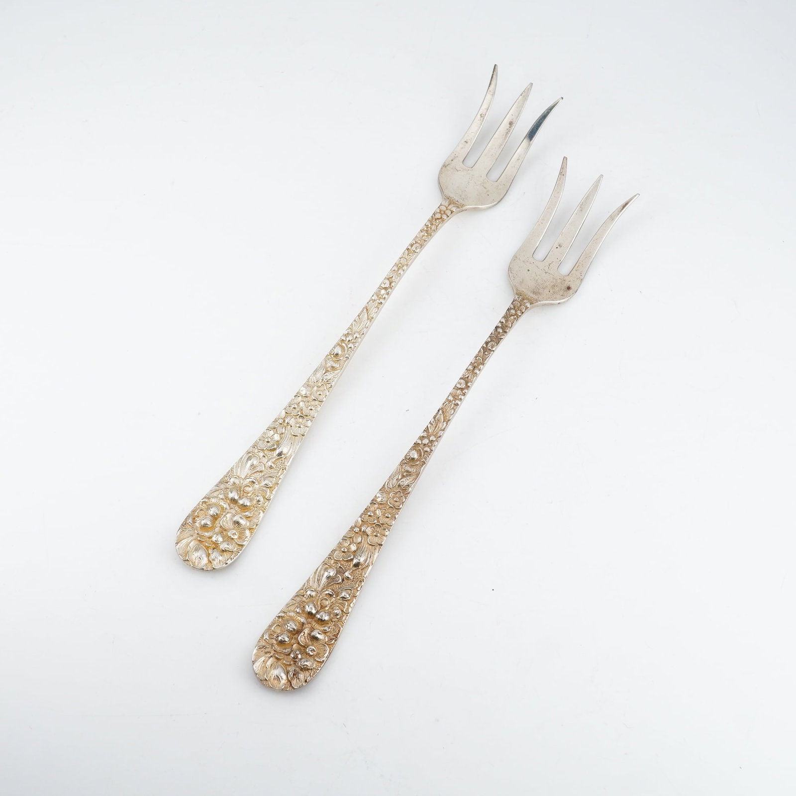 2pc Kirk Stieff Sterling Silver Cocktail Forks, Stieff Rose (1 of 4)