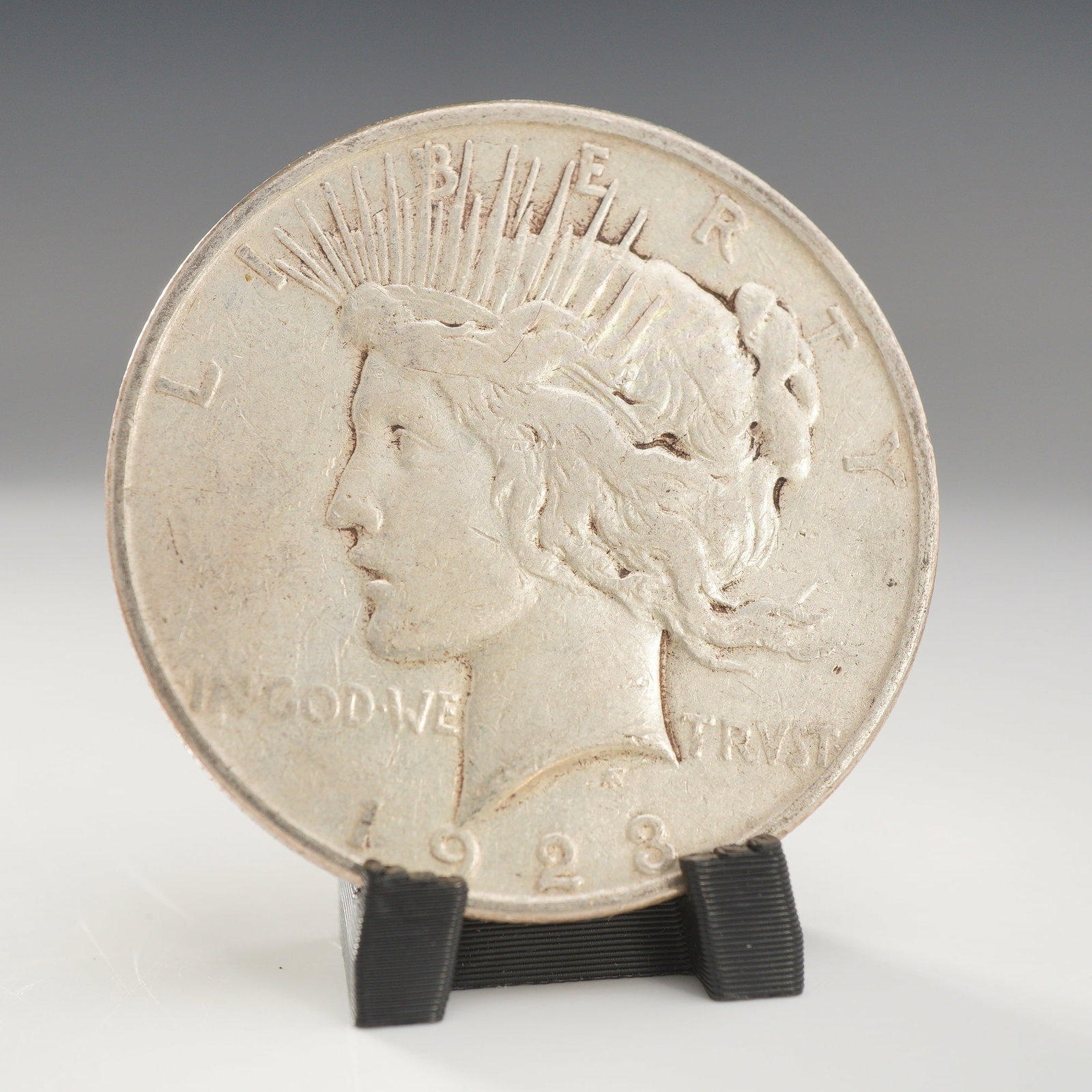 1923-D US One Dollar Peace Silver Dollar Coin, Circulated (1 of 2)